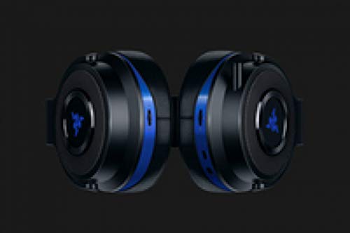 Razer Thresher Para Playstation Auriculares InaláMbricos Para Juegos Para PS4 - , PS5 y PC, auriculares inalámbricos, 16 horas de duración de la batería, control en los auriculares, almohadillas de cuero artificial, negro-azul