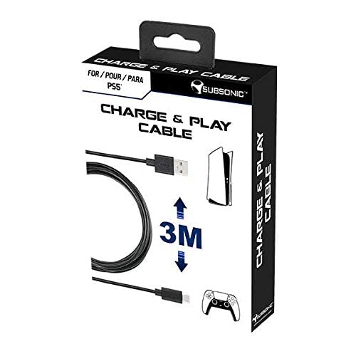Subsonic - Accesorio - Cable De Carga Usb C Xxl De 3 Metros Para El Controlador Dual Sense PS5 - Playstation 5 (PlayStation 5)