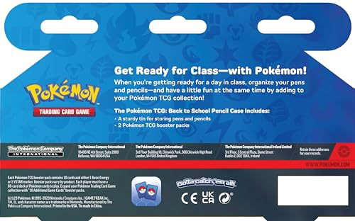 Pokémon TCG Pencil Case – Estuche Metálico con Diseño de Pikachu + 2 Sobres de Cartas Expansión