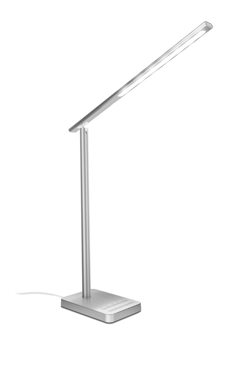Trust Fuseo - LáMpara De Trabajo Led ErgonóMica Con Cargador InaláMbrico, Color Plata