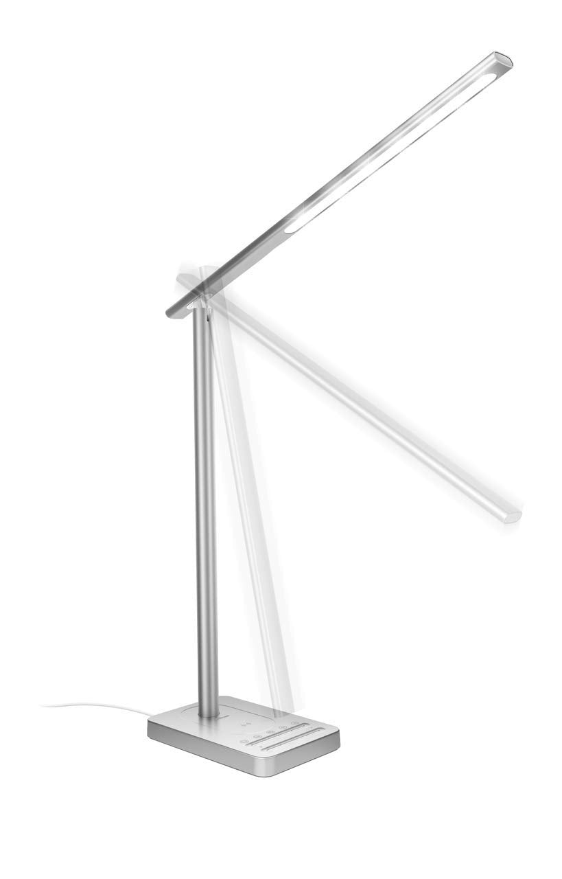 Trust Fuseo - LáMpara De Trabajo Led ErgonóMica Con Cargador InaláMbrico, Color Plata