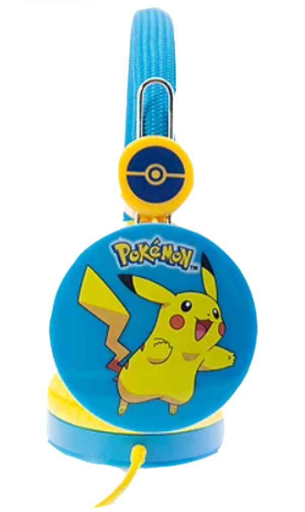 OTL Technologies Pikachu Blue Casque pour enfants avec volume limité pour les enfants âgés de 3 à 7 ans