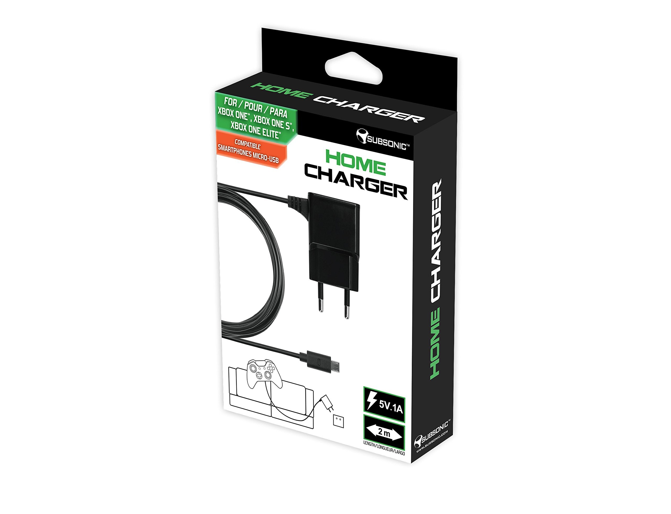 Subsonic - Micro Usb Cargador De 5 V, 1 A ( XBOX - One, Xbox One S, Xbox One Elite, Teléfono, Tableta)