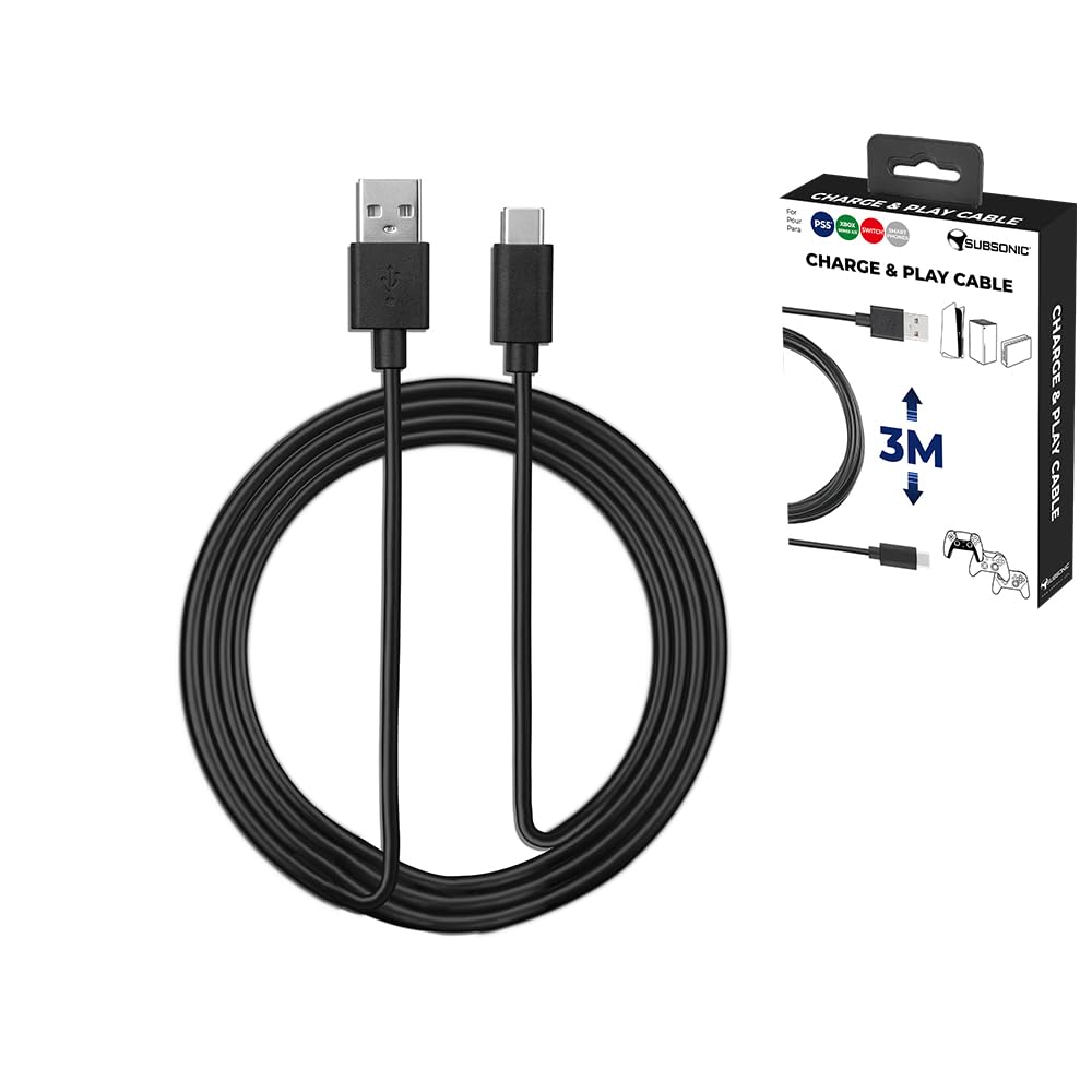 Subsonic - Accesorio - Cable De Carga Usb C Xxl De 3 Metros Para El Controlador Dual Sense PS5 - Playstation 5 (PlayStation 5)