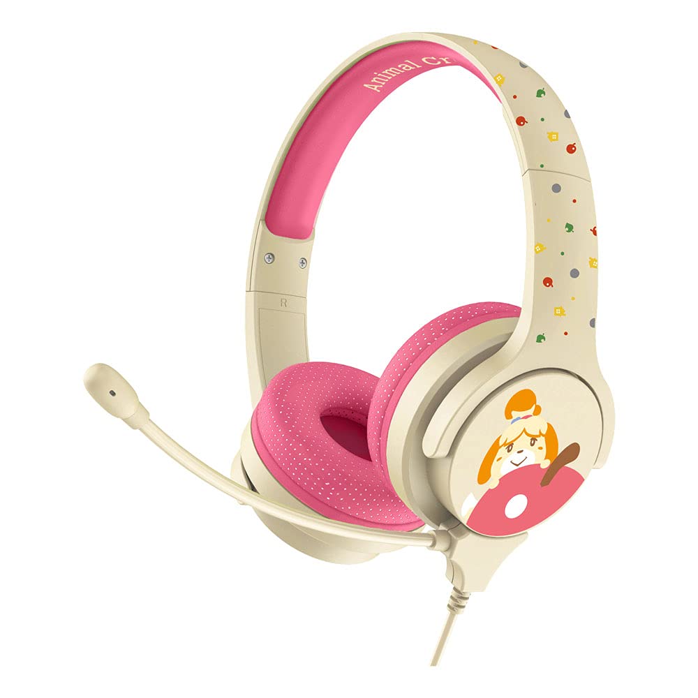 Animal Crossing Nintendo Isabelle Interactive Study Premier Casque pour enfants avec microphone sur perche, 3 ans et plus, crème/rose (AC0848)