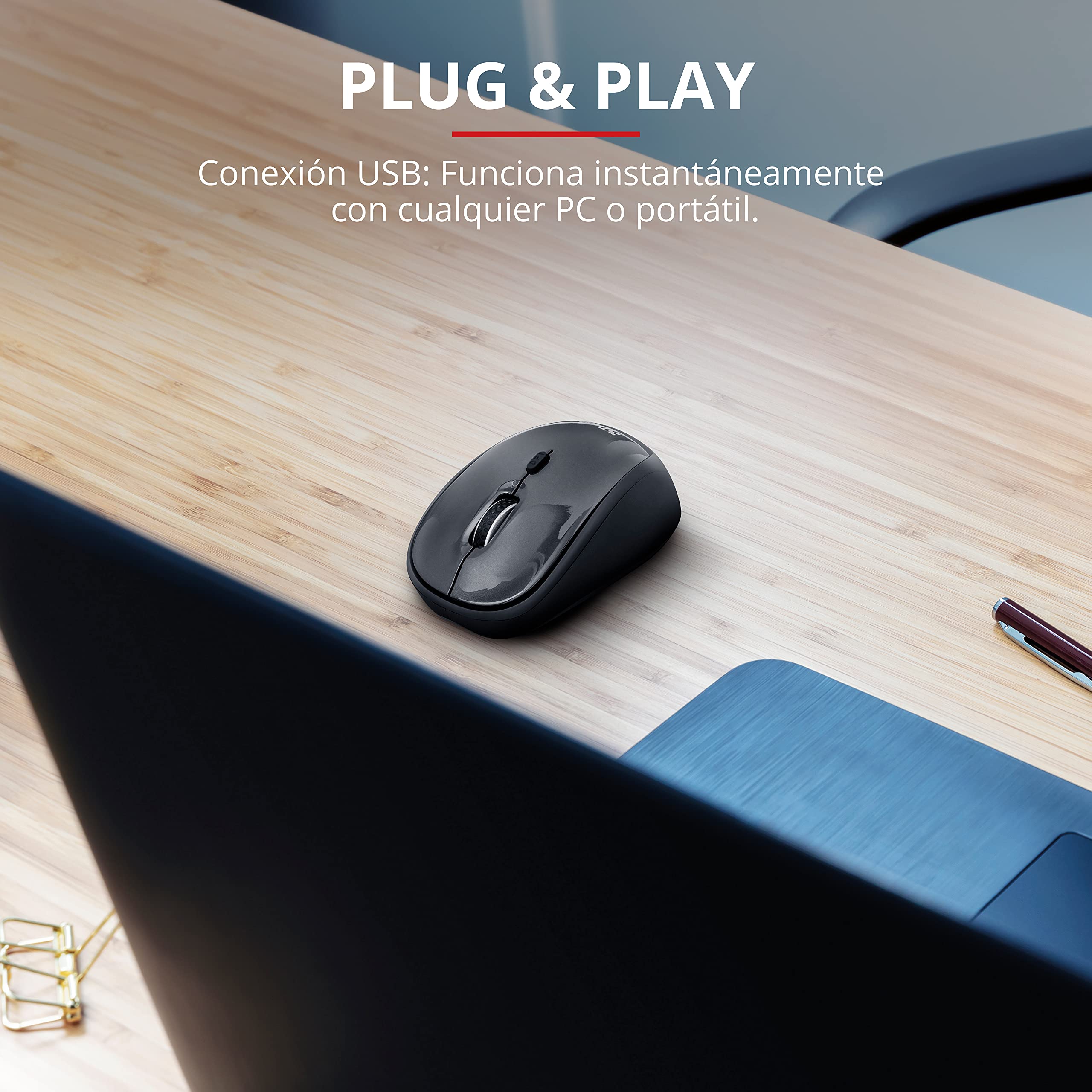 TRUST WIRELESS MOUSE  YVI - BLACK (SENSOR OPTICO DE 800 - 1.600 PPP REALES)