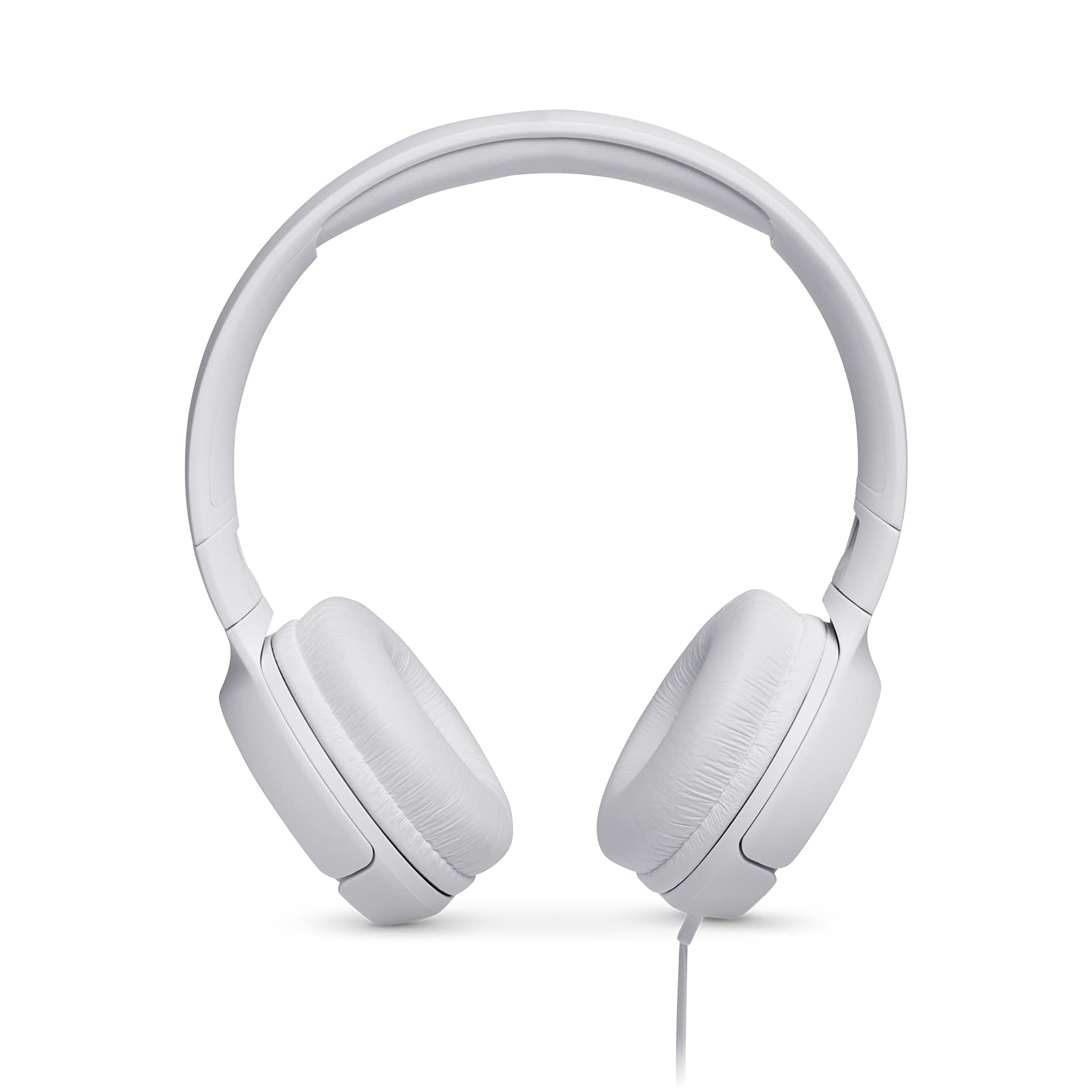 JBL Tune 500 Auriculares supraaurales de cable y control remoto de un solo botón, micrófono incluido, asistente de voz, blanco