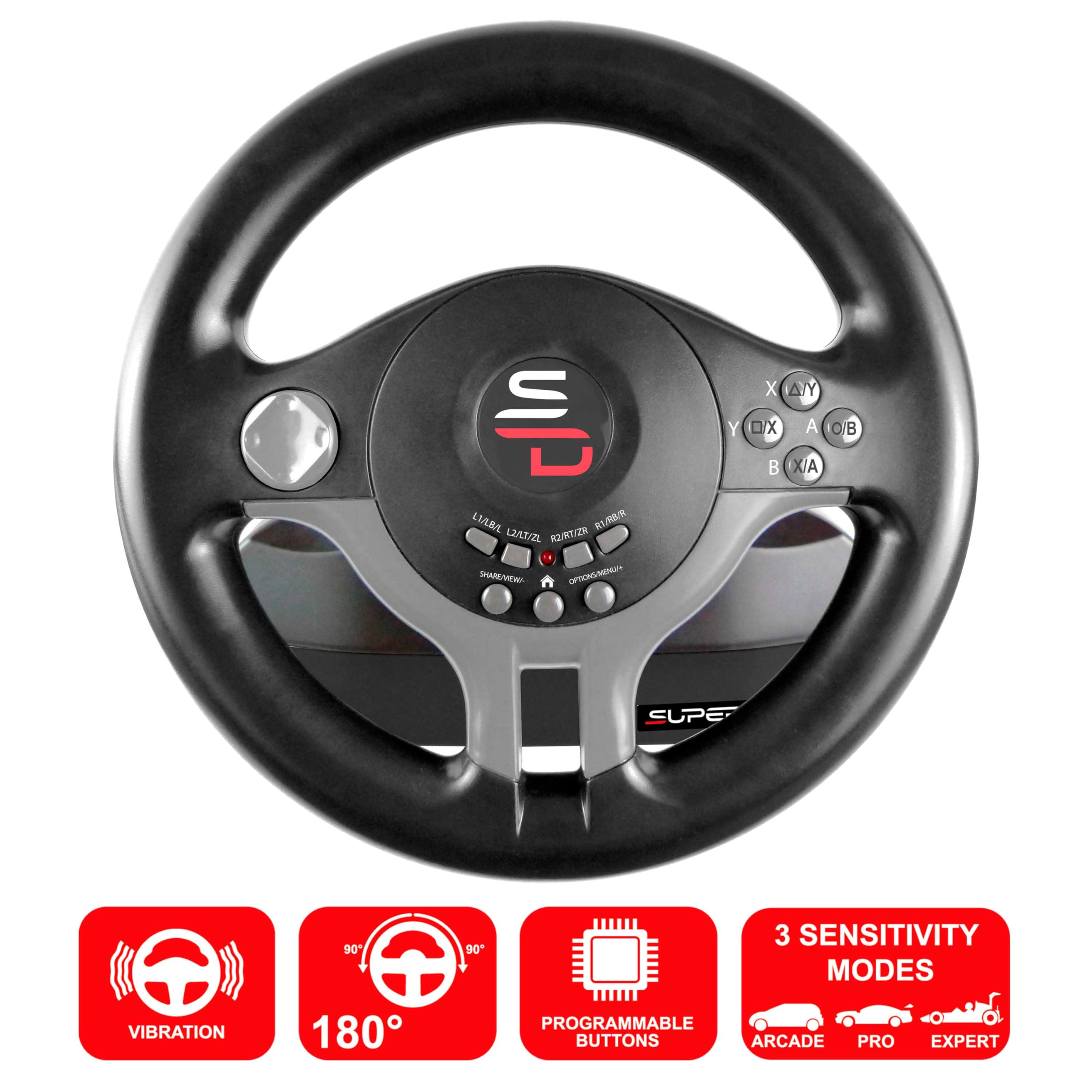 Subsonic Sv250 Superdrive - Volante De Carreras Con Pedales Y Paletas De Cambio Para NINTENDO SWITCH - , PS3, PS4, Xbox One, PC