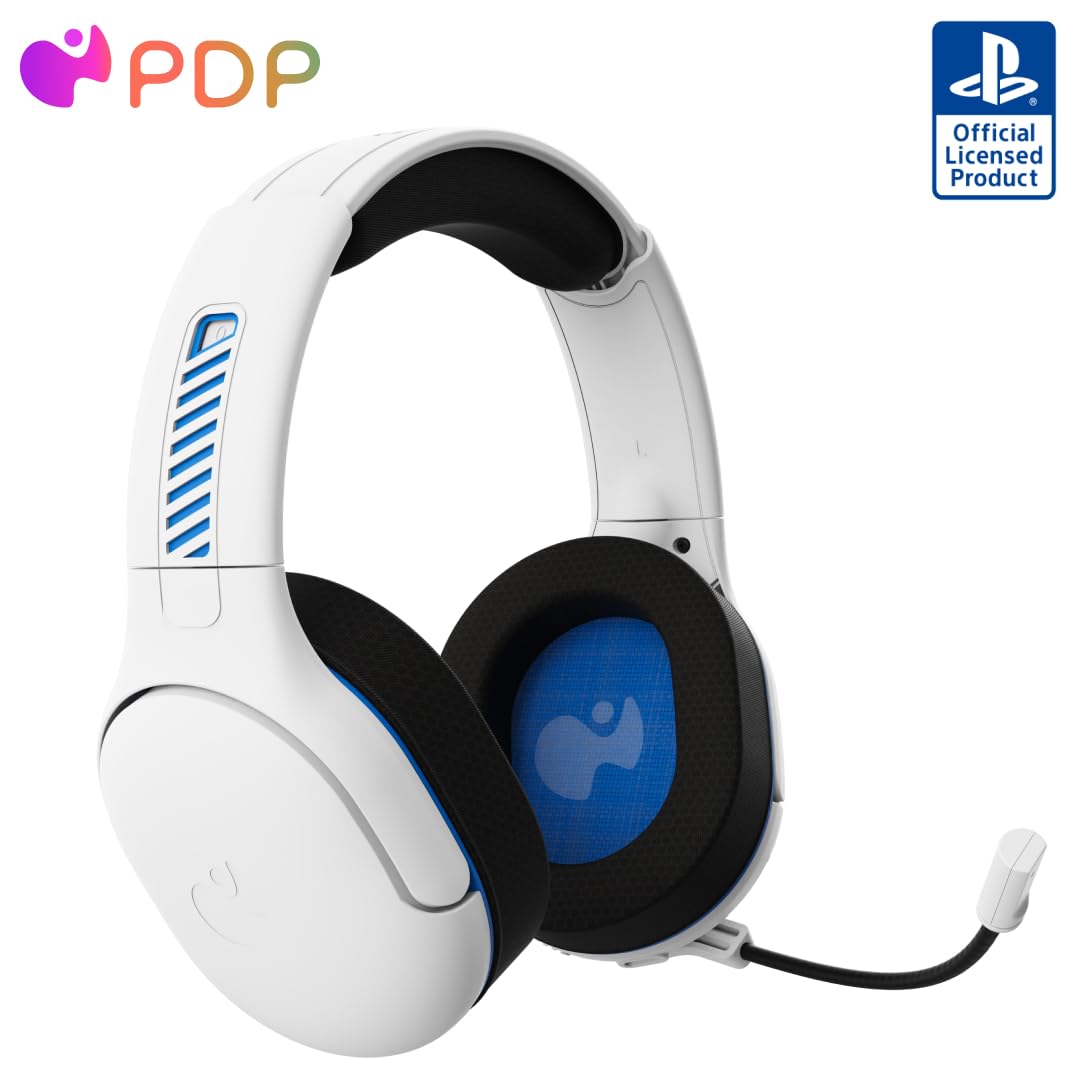 Pdp Airlite Pro Wireless Auricular White With Noise Cancelling Microphone For Sony Playstation PS5 - PS4, Officially Licensed