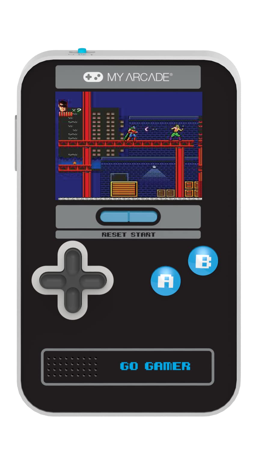 My Arcade Go Gamer Classic-Blue : console de jeu électronique portable avec 300 jeux, écran couleur 2,5 pouces, amusant pour toute la famille (DGUN-3913), noir
