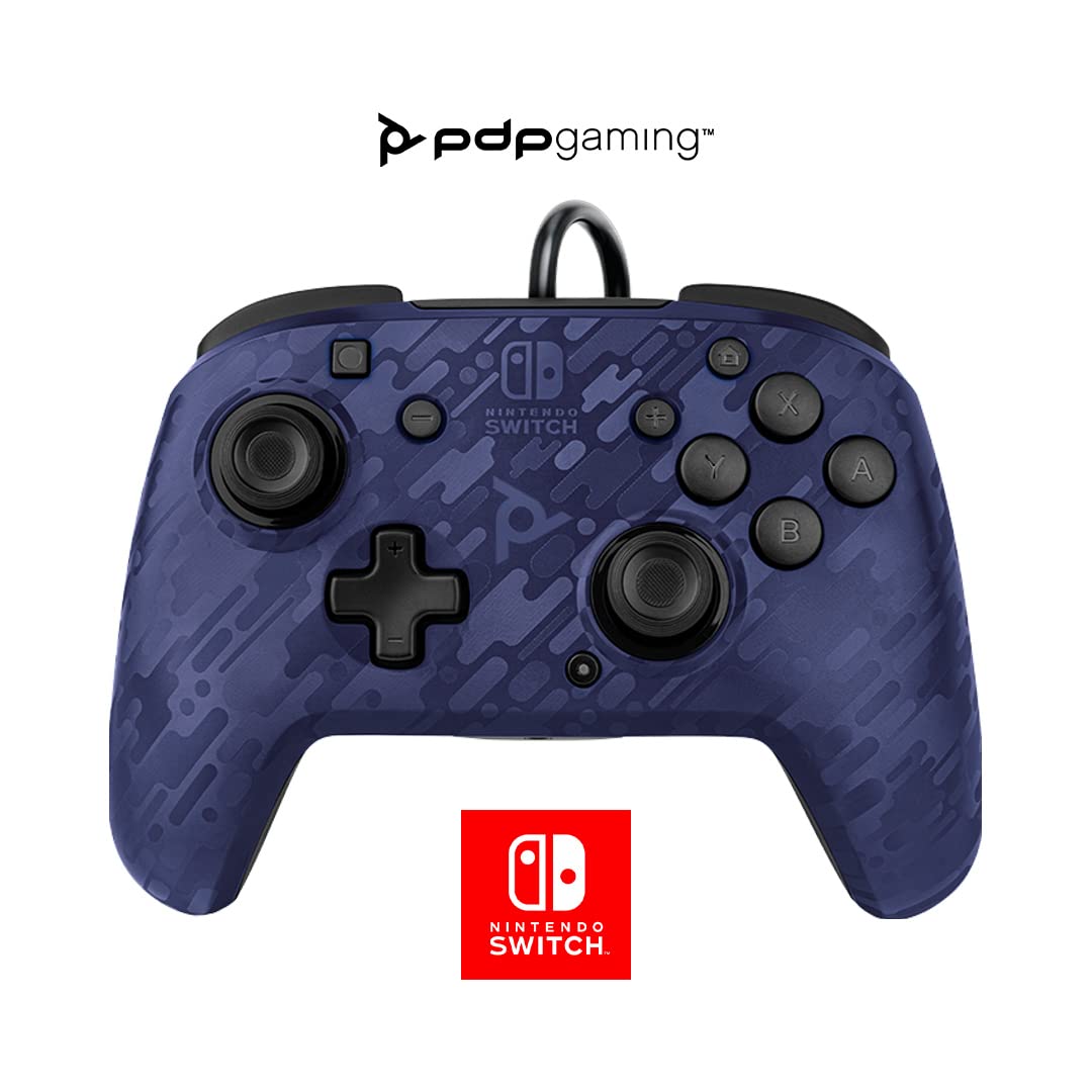 Mando Nintendo Switch Pdp Pro Deluxe Faceoff Chat Audio Camo Azul