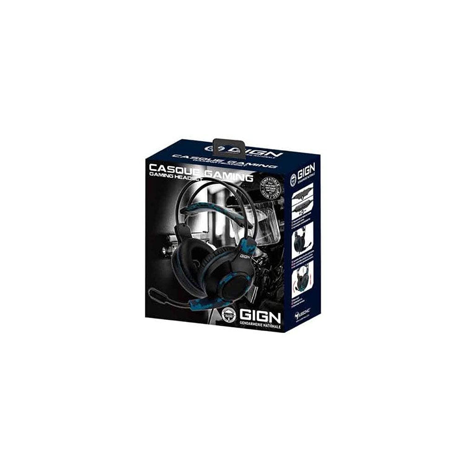 - GIGN - Casque de jeu 50 mm avec microphone pour PS5 - Xbox X Series - PS4 - Xbox One - PC Nintendo Switch (uniquement avec Fortnite) (Windows 8)