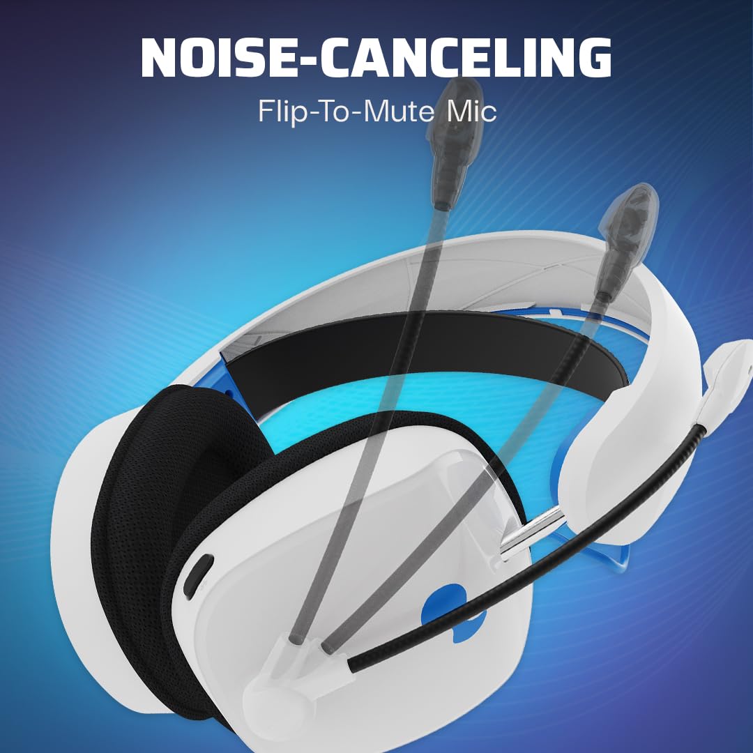 PDP Phantom Wireless Headset PS5 – Audífonos Inalámbricos con Bluetooth y Dongle, Sonido Envolvente 3D, Micrófono Abatible con Cancelación de Ruido, Hasta 40 Horas de Batería – Color Blanco
