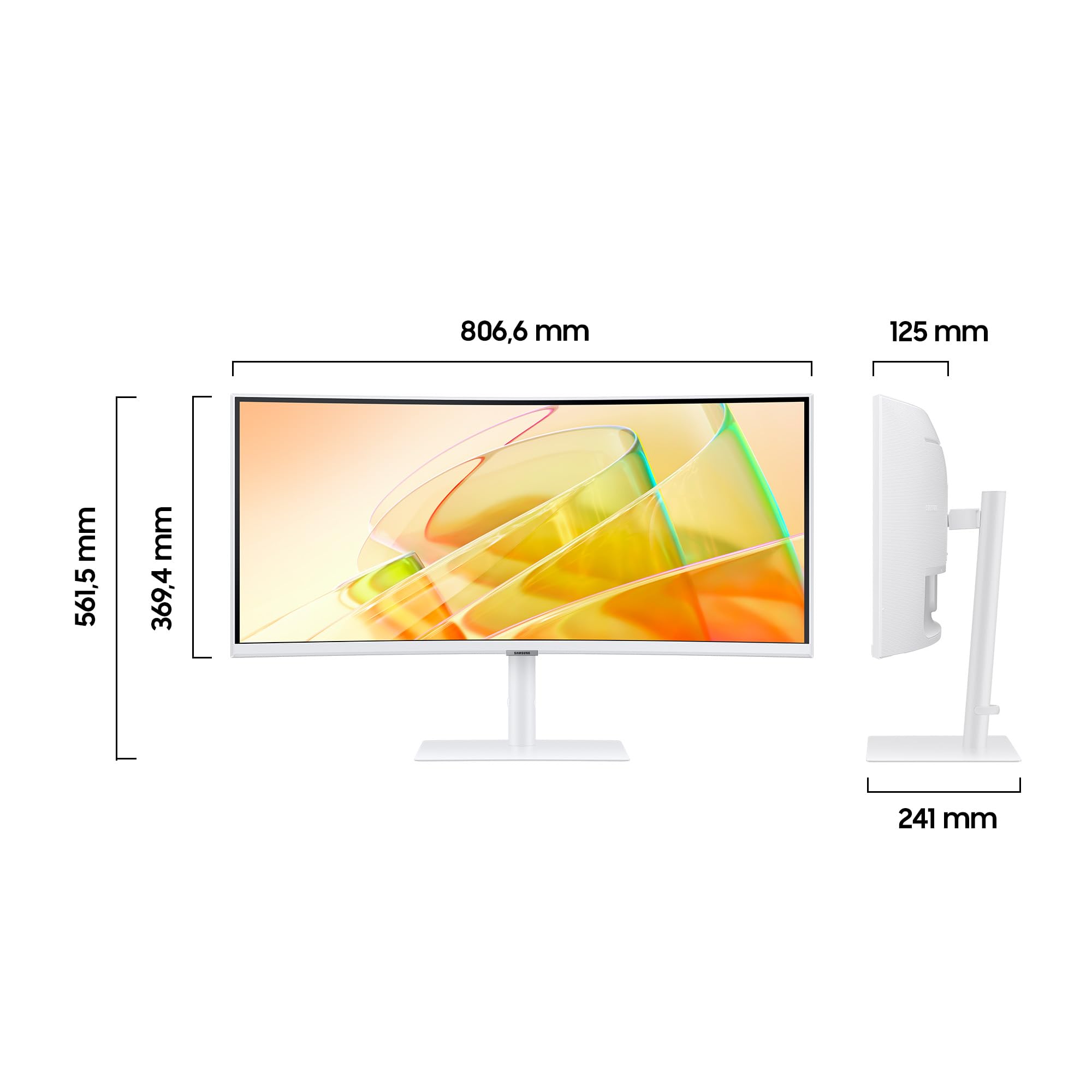 Monitor Profesional Ultraparonámico Curvo Samsung ViewFinity S6 S34C650TAU 34'/ UWQHD/ Multimedia/ Regulable en altura/ Blanco