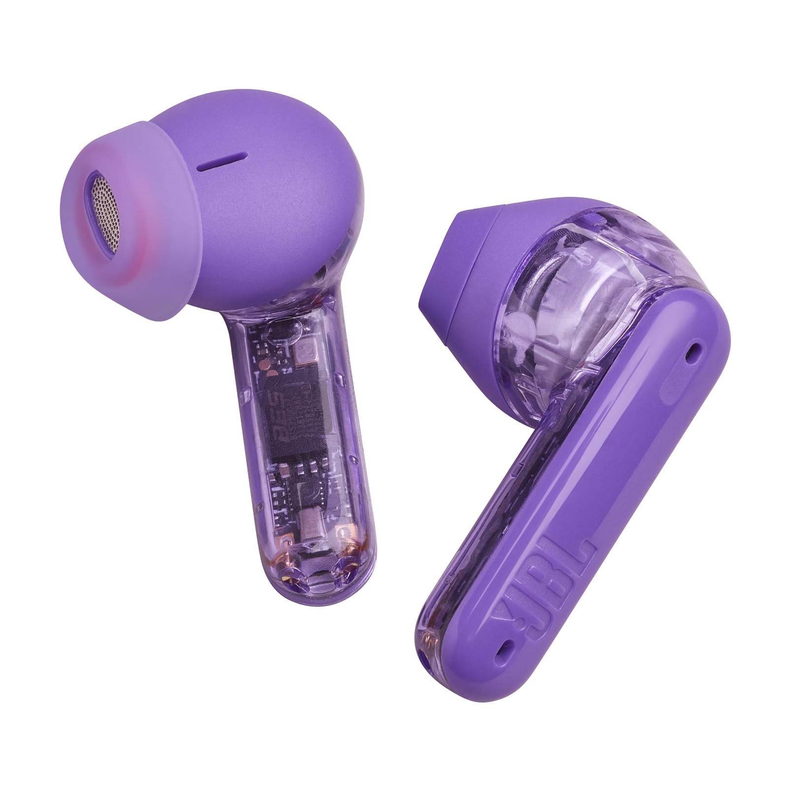 JBL Tune Flex Ghost, Auriculares In-Ear inalámbricos con cancelación de ruido adaptativa, Bluetooth, resistente al agua y al sudor IPX4, aplicación JBL Headphones y 32 horas de batería, purple ghost