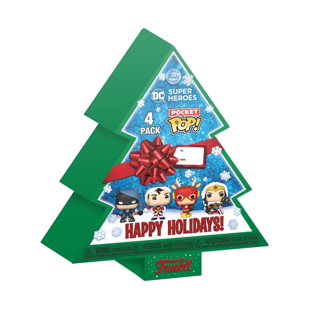 Funko Pocket Pop! Dc Holiday - Superman - Tree Holiday Box 4 Pieces - Dc Comics - Llavero - Minifigura De Vinilo Coleccionable Llavero Original - Relleno De Calcetines - Idea De Regalo