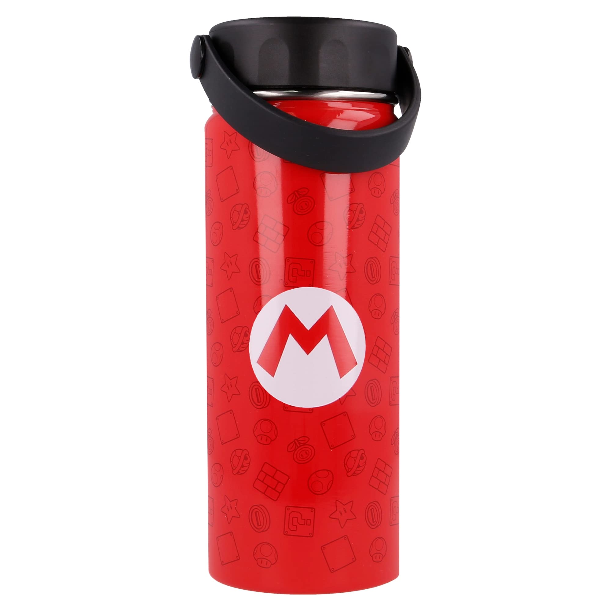 Stor8412497013722acero Inoxidable Termo Botella Con Asa, 530 Ml Capacidad, Super Mario