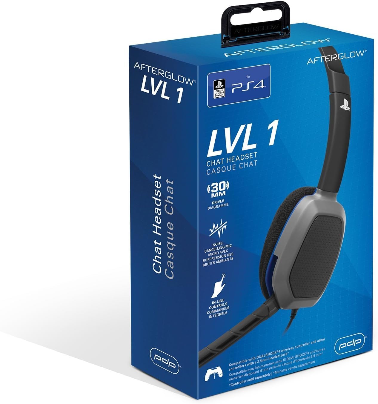 PDP Auriculares Chat Mono LVL 1 PS4 – Ligero, Micrófono con Supresión de Ruido y Diadema Ajustable, Compatible con PC/Mac