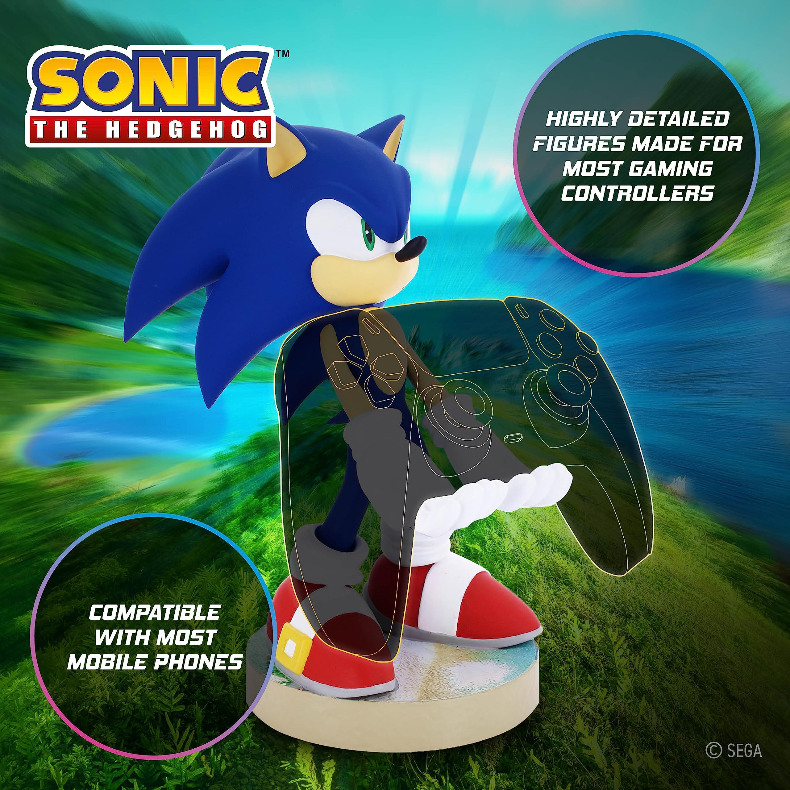 Cable Guys - Modern Sonic The Hedgehog Gaming Accessories Holder & Phone Holder For Controller ( XBOX - , Play Station, Nintendo Switch) & Phone (Iphone, Samsung Galaxy, Google Pixel)