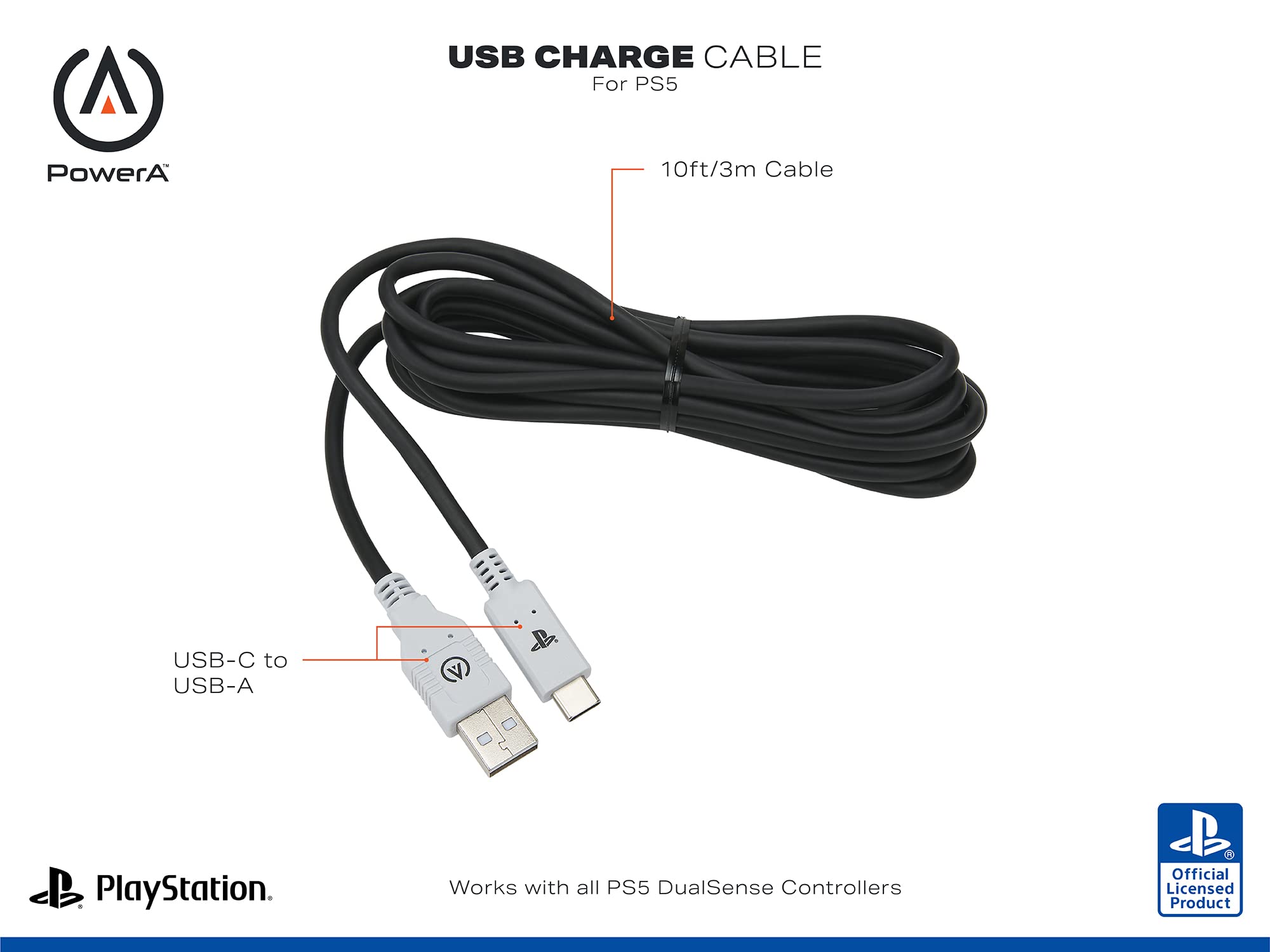 Cable Usb-C Powera Para Playstation 5
