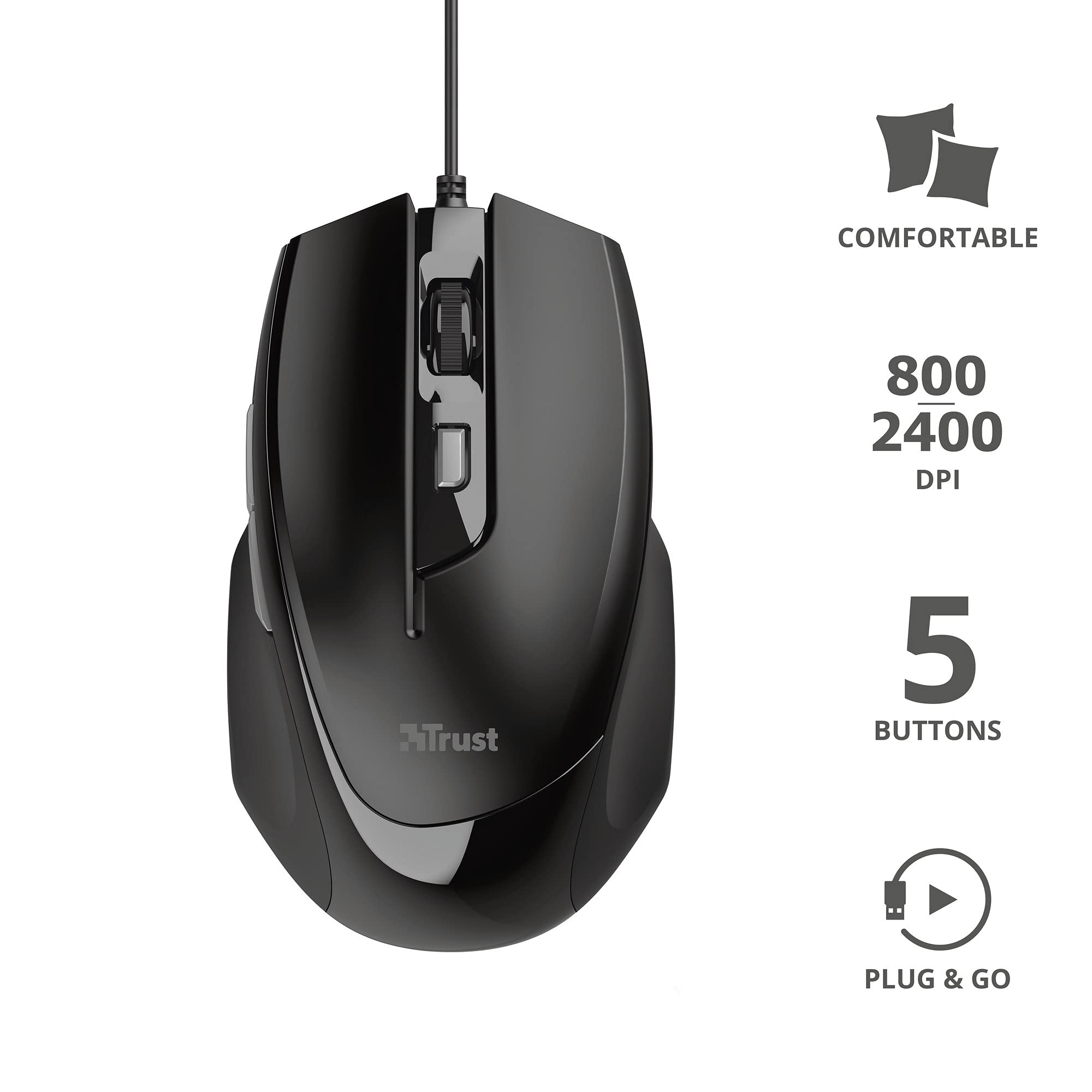 RatóN Trust Carve Negro (óPtico, Usb) (Pc)