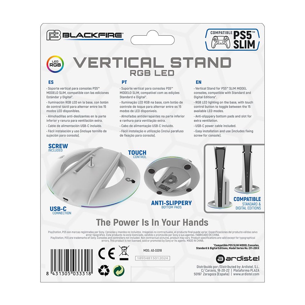 Soporte Ardistel Blackfire Vertical Stand Rgb Led ( PS5 - Slim) - Nuevo