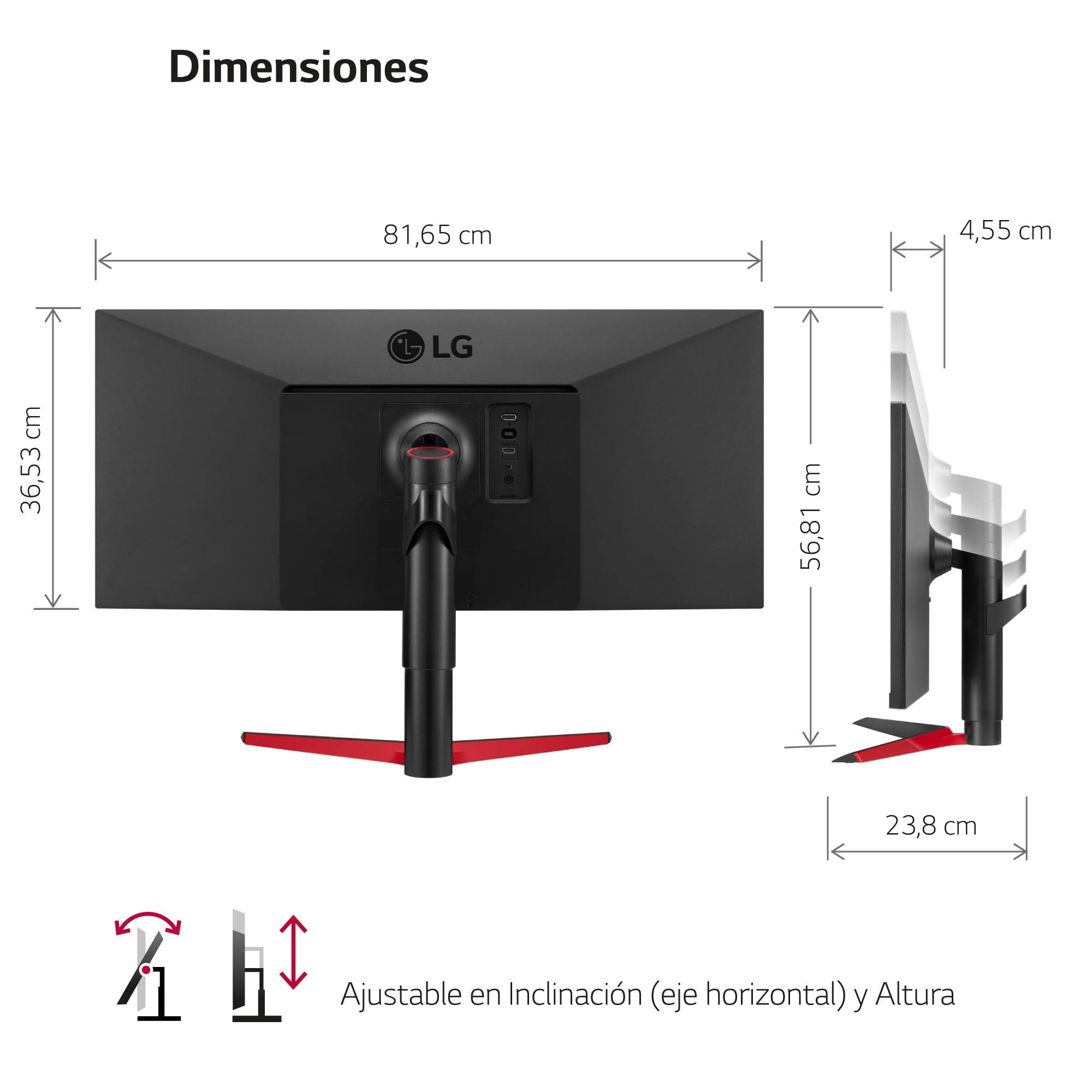 Monitor Gaming Ultrapanorámico LG 34WP65G-B 34'/ WFHD/ 1ms/ 75Hz/ IPS/ Regulable en altura/ Negro
