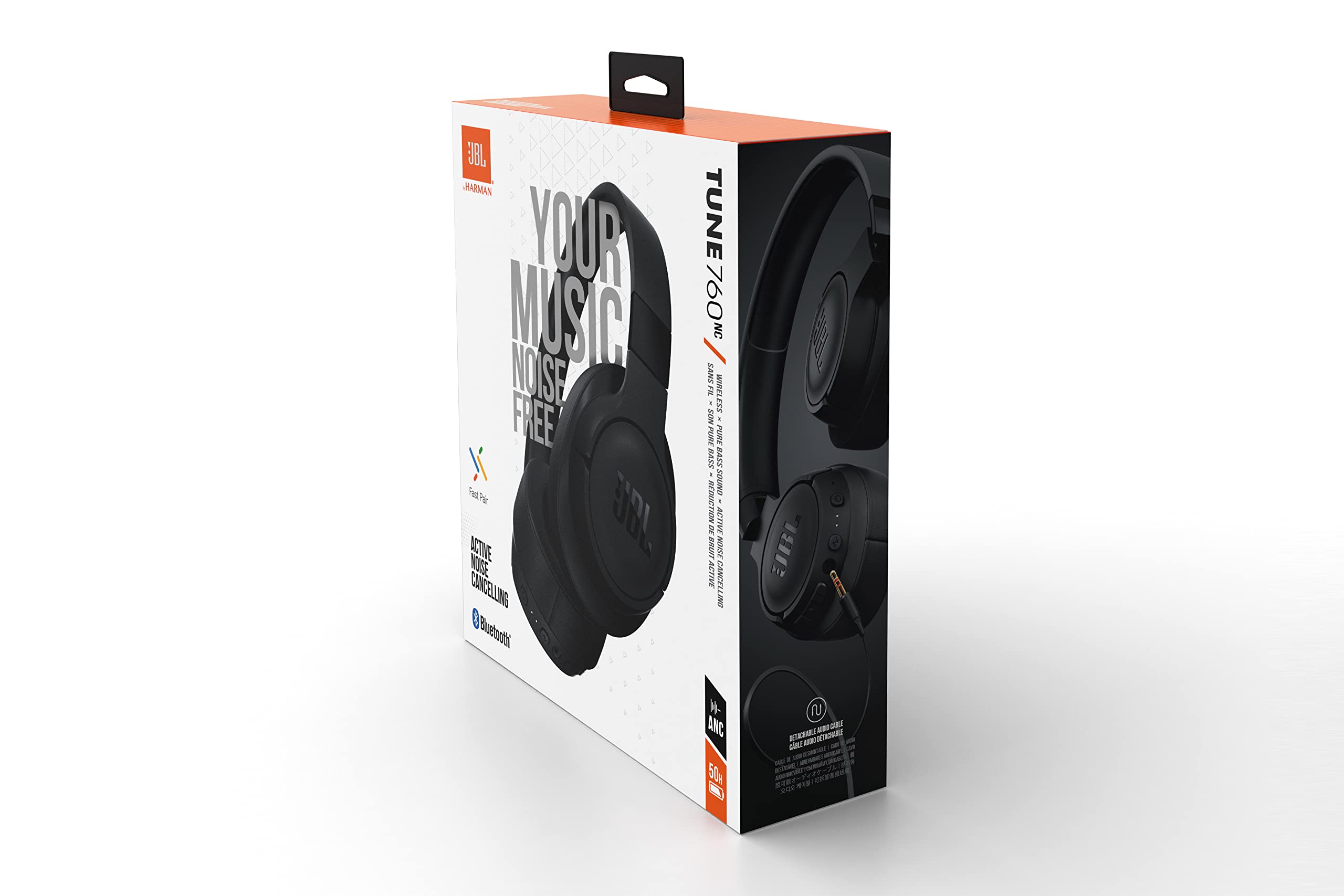 JBL Tune 760 BTNC Auriculares Over Ear inalámbricos con Bluetooth y cancelación de ruido activa, auriculares de diadema ligeros con batería de hasta 35 horas con BT NC y cable extraíble, color negro
