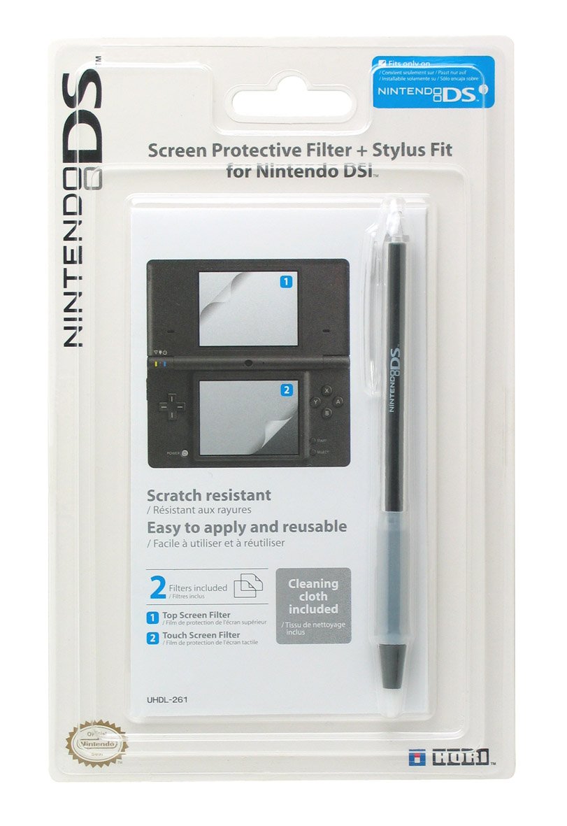 Hori Officially Licensed DS - i Protective Filter & Stylus Pen Fit - Black (Nintendo DSi)