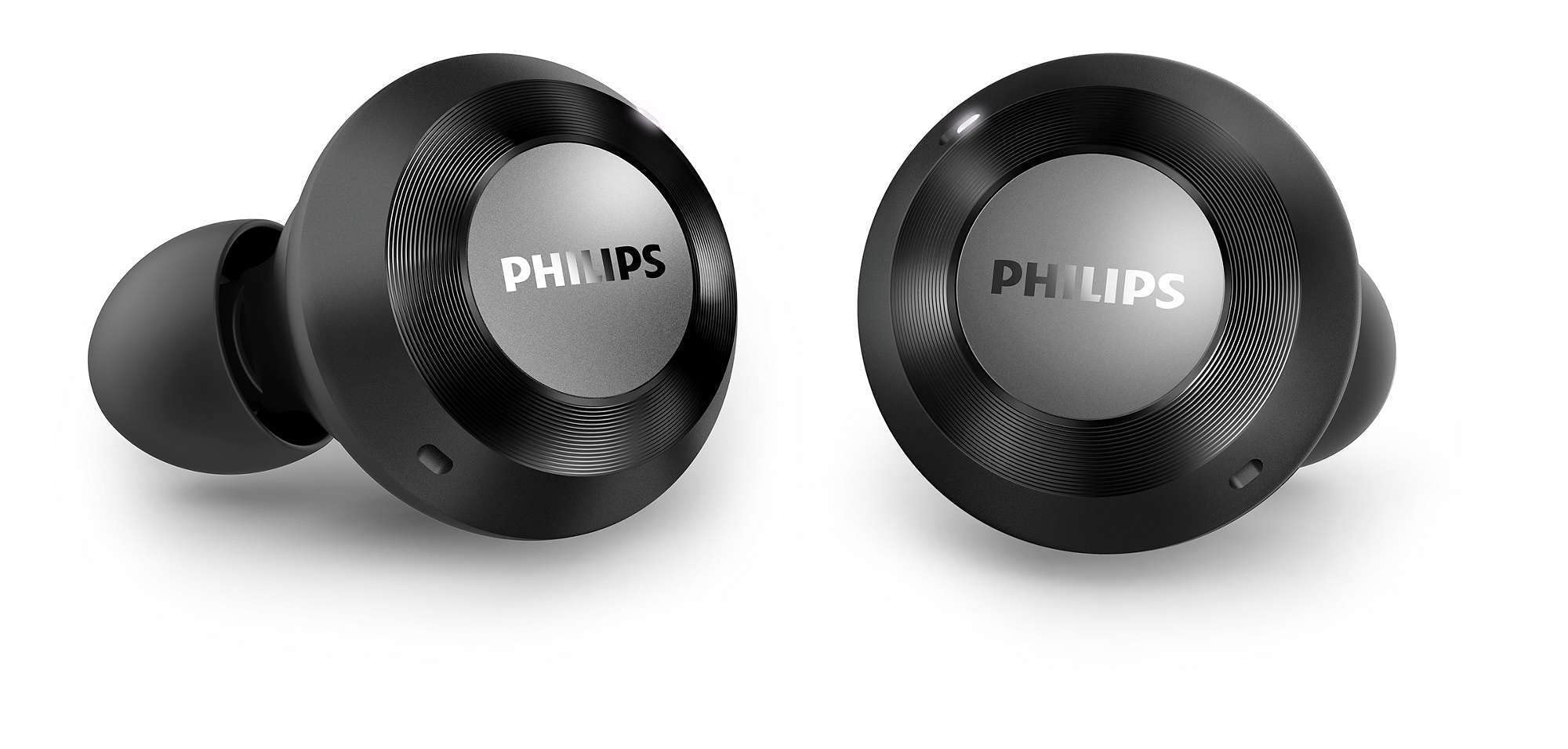 Philips T8505BK/00 Auriculares Intrauditivos Inalámbricos (Reducción de Ruido Activa Híbrida, Micrófonos Duales, Controlador Neodimio 13 mm, Asistente de Google, Carga Rápida) Negro, Modelo 2020/2021