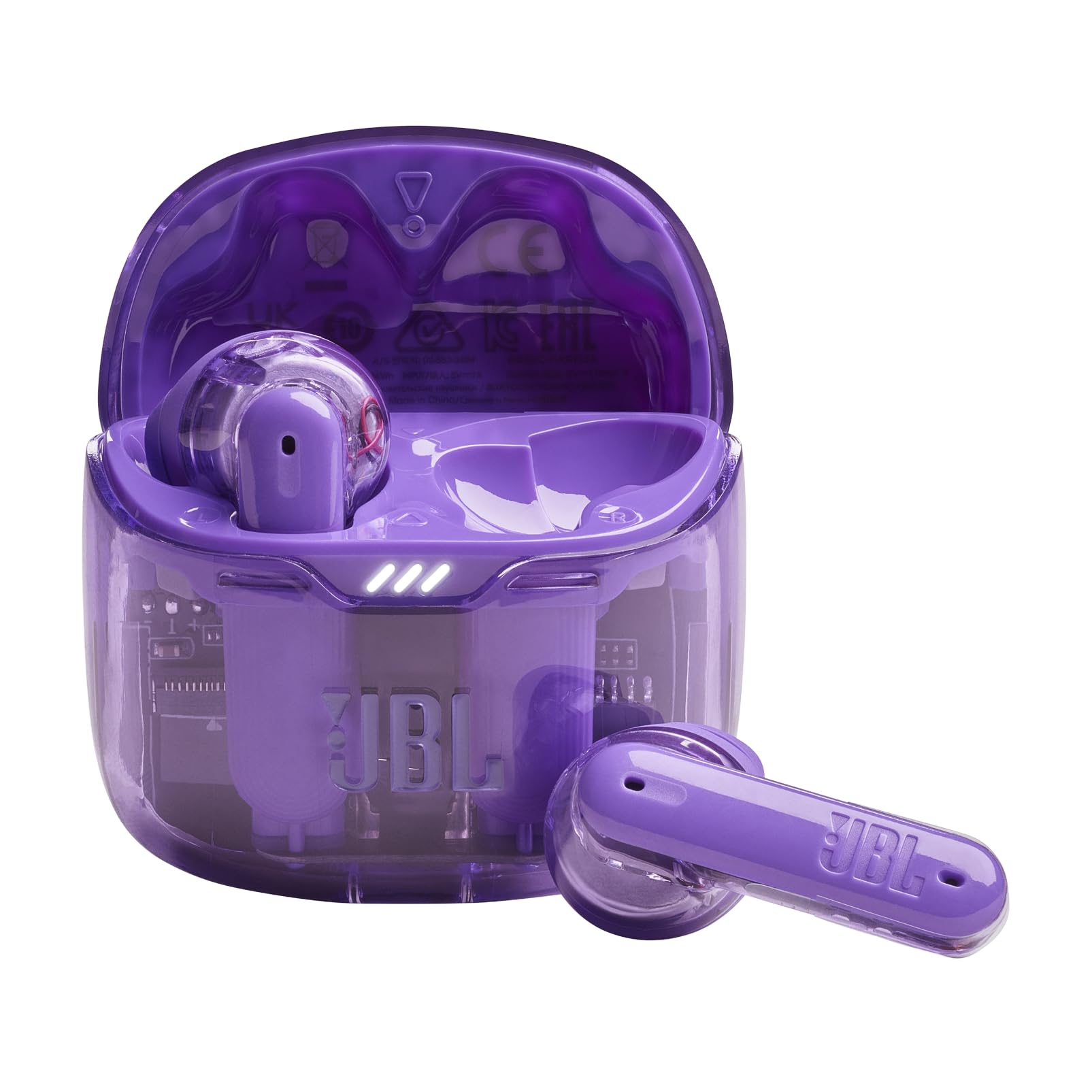 JBL Tune Flex Ghost, Auriculares In-Ear inalámbricos con cancelación de ruido adaptativa, Bluetooth, resistente al agua y al sudor IPX4, aplicación JBL Headphones y 32 horas de batería, purple ghost