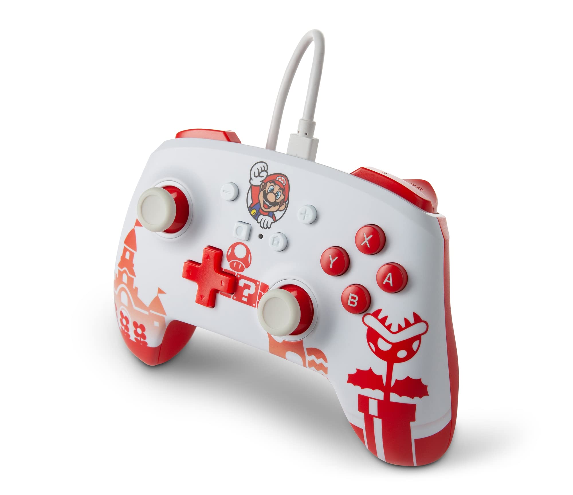 Mando Nintendo Switch Powera Con Cable Mejorado Mario Rojo/Blanco