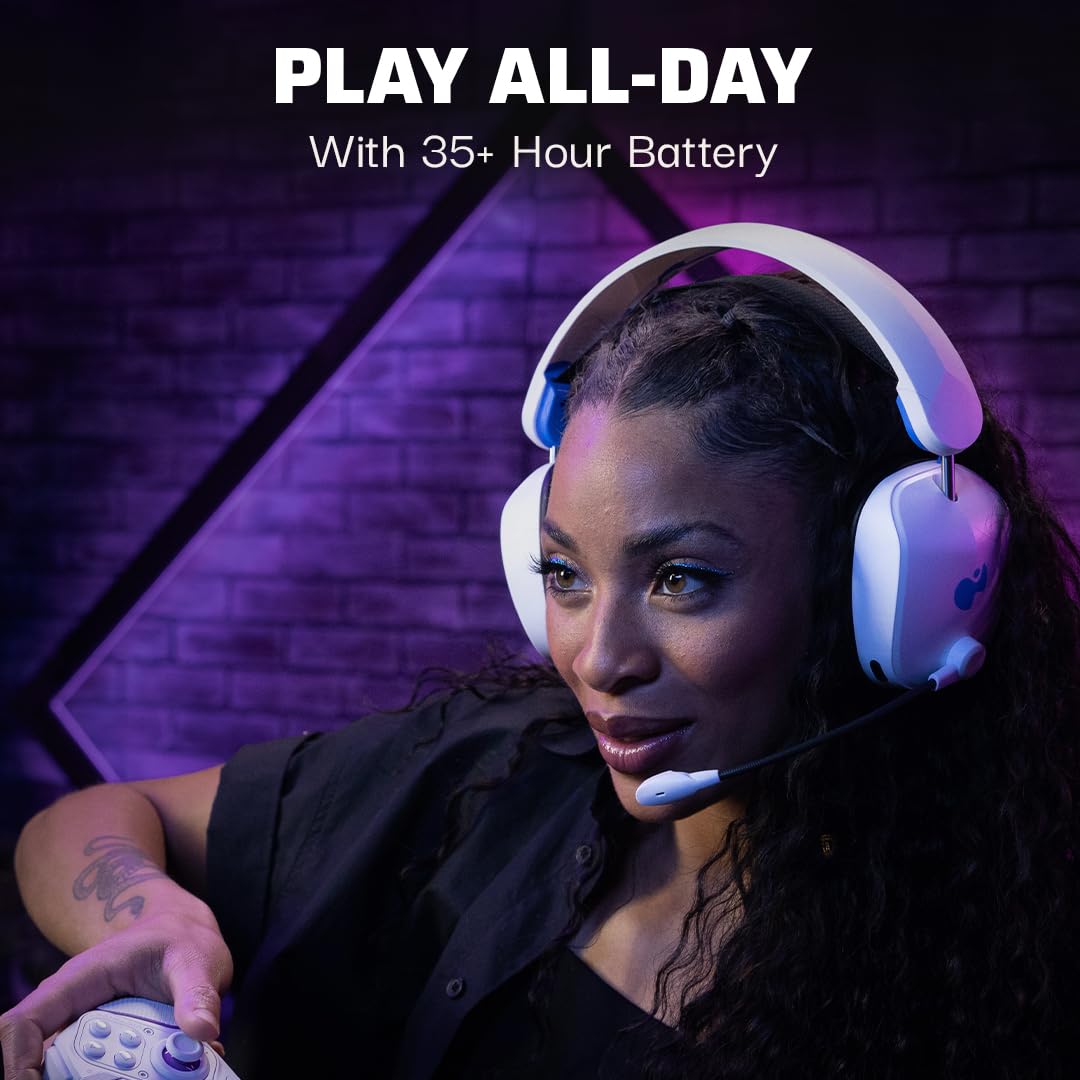 PDP Phantom Wireless Headset PS5 – Audífonos Inalámbricos con Bluetooth y Dongle, Sonido Envolvente 3D, Micrófono Abatible con Cancelación de Ruido, Hasta 40 Horas de Batería – Color Blanco