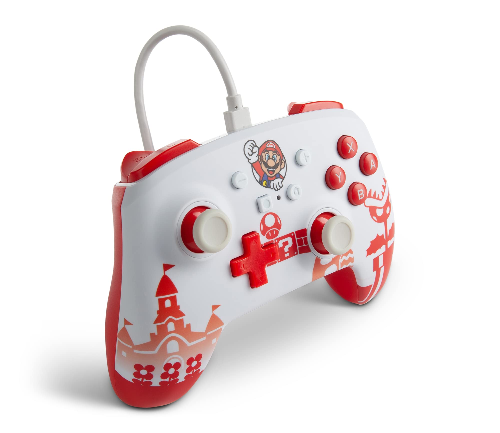 Mando Nintendo Switch Powera Con Cable Mejorado Mario Rojo/Blanco