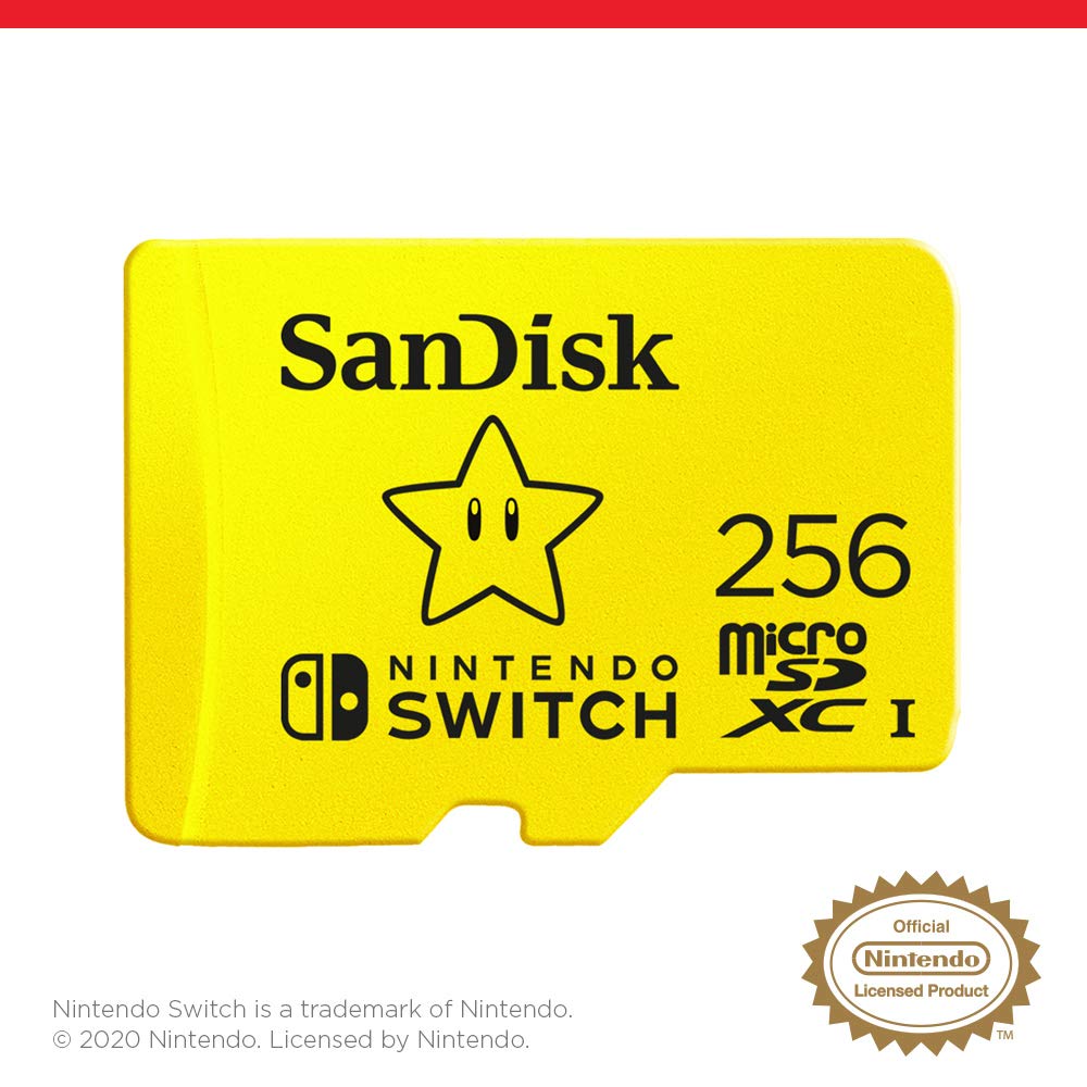 Carte microSDXC SanDisk 256 Go pour consoles Nintendo Switch jusqu'à 100 Mo/s UHS-I Classe 10 U3