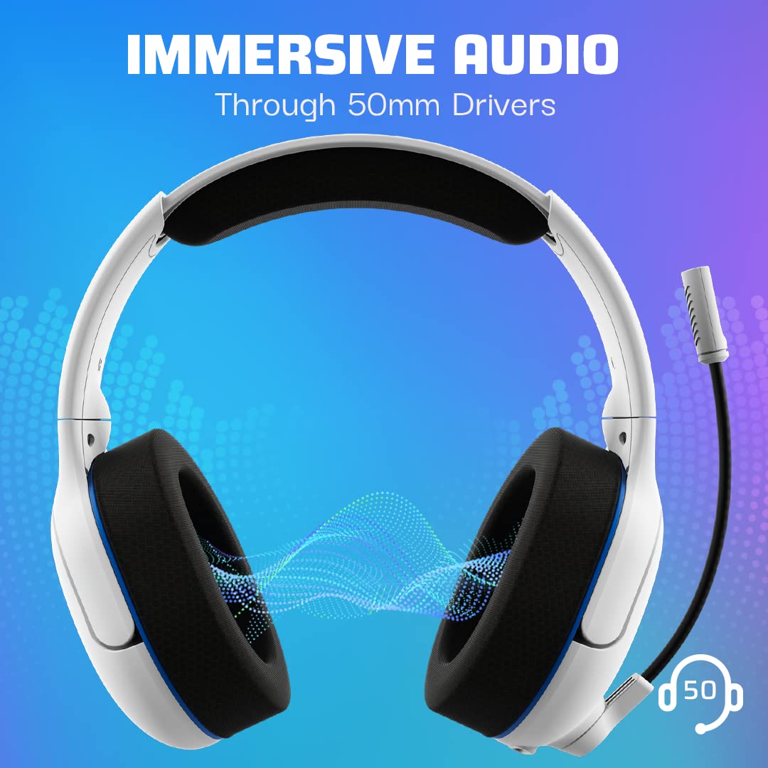 Pdp Airlite Pro Wireless Auricular White With Noise Cancelling Microphone For Sony Playstation PS5 - PS4, Officially Licensed