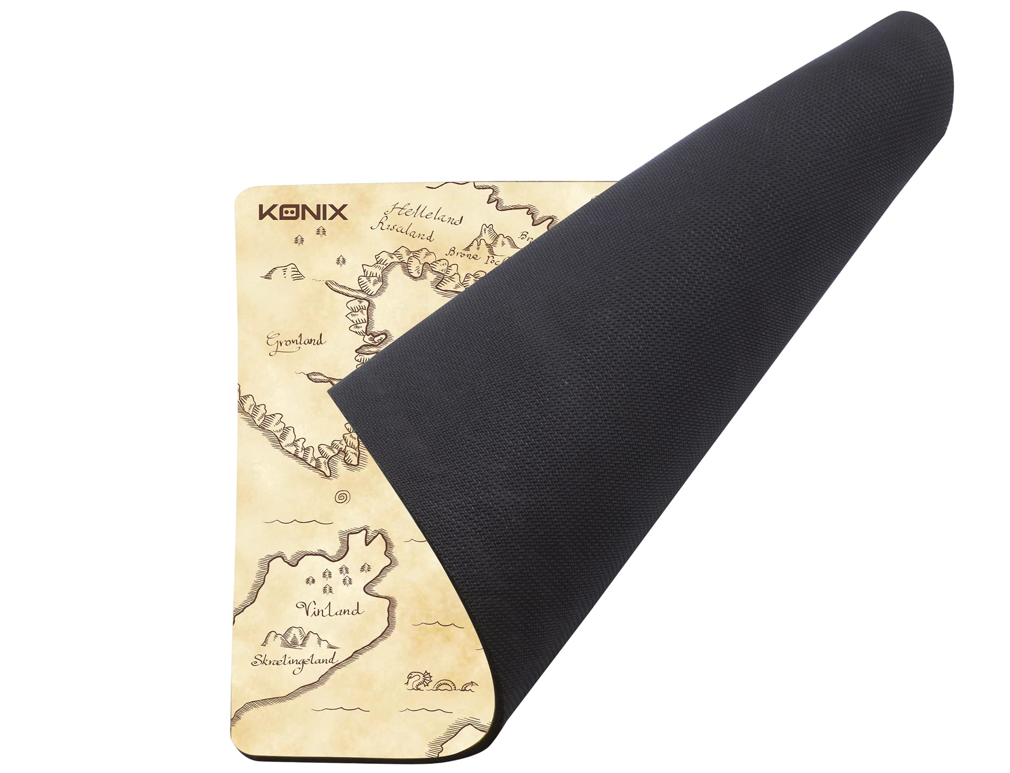 Konix Drakkar Alfombrilla De RatóN Gaming Norrland De 32 X 27 Cm Para Escritorio De Pc Gaming - Superficie Antideslizante - DiseñO Mapa Vikingo