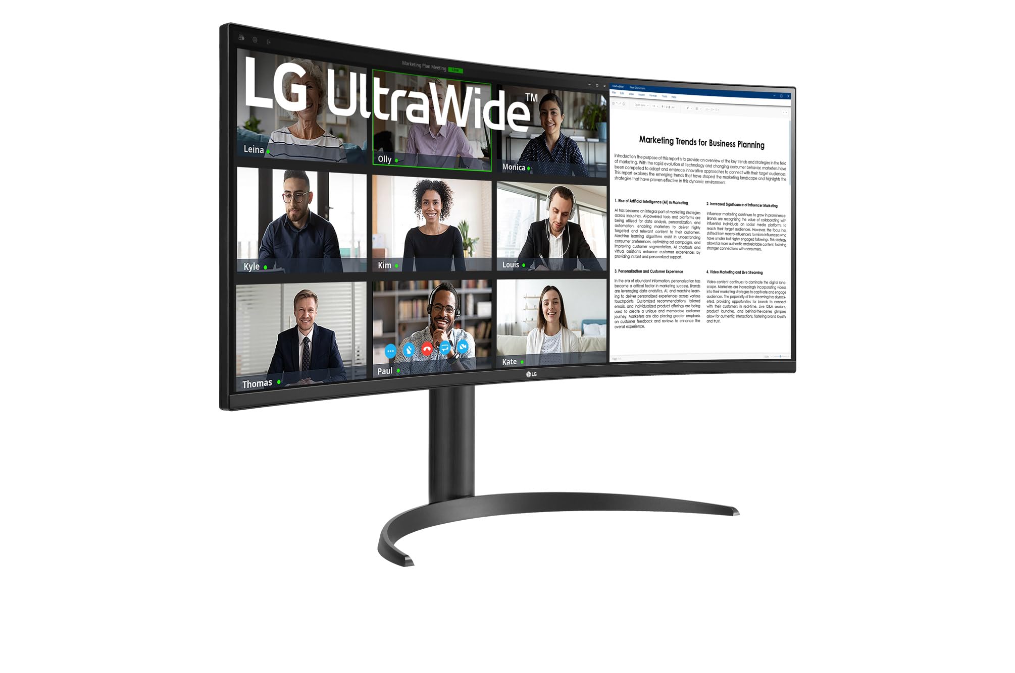 Monitor Profesional Ultrapanorámico Curvo LG 34WR55QC-B 34'/ WQHD/ Regulable en altura/ Negro
