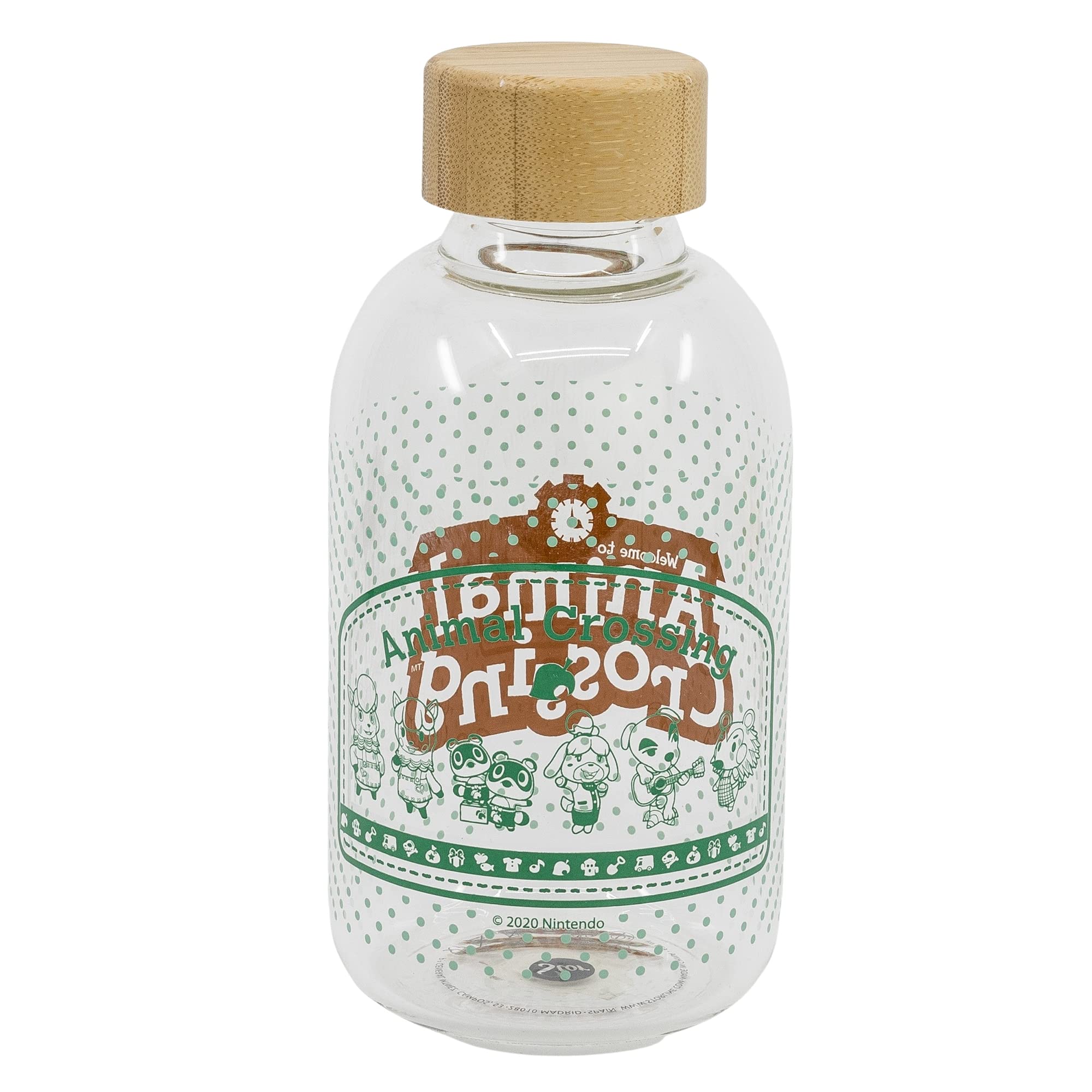 Botella De Agua De Cristal De Borosilicato Reutilizable De 620 Ml Con TapóN HerméTico De Animal Crossing