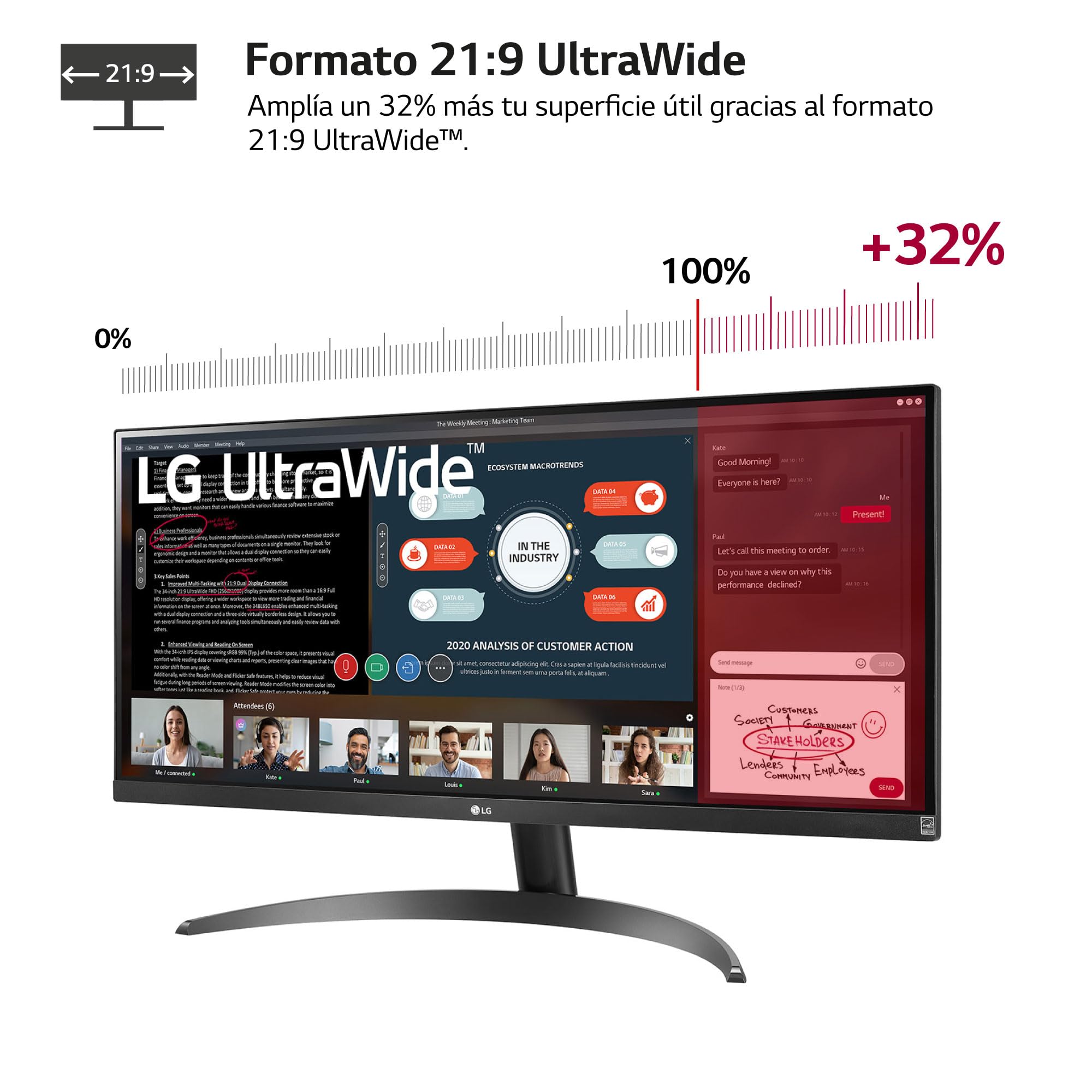 Monitor Profesional Ultrapanorámico LG UltraWide 26WQ500-B 25.7'/ WFHD/ Negro