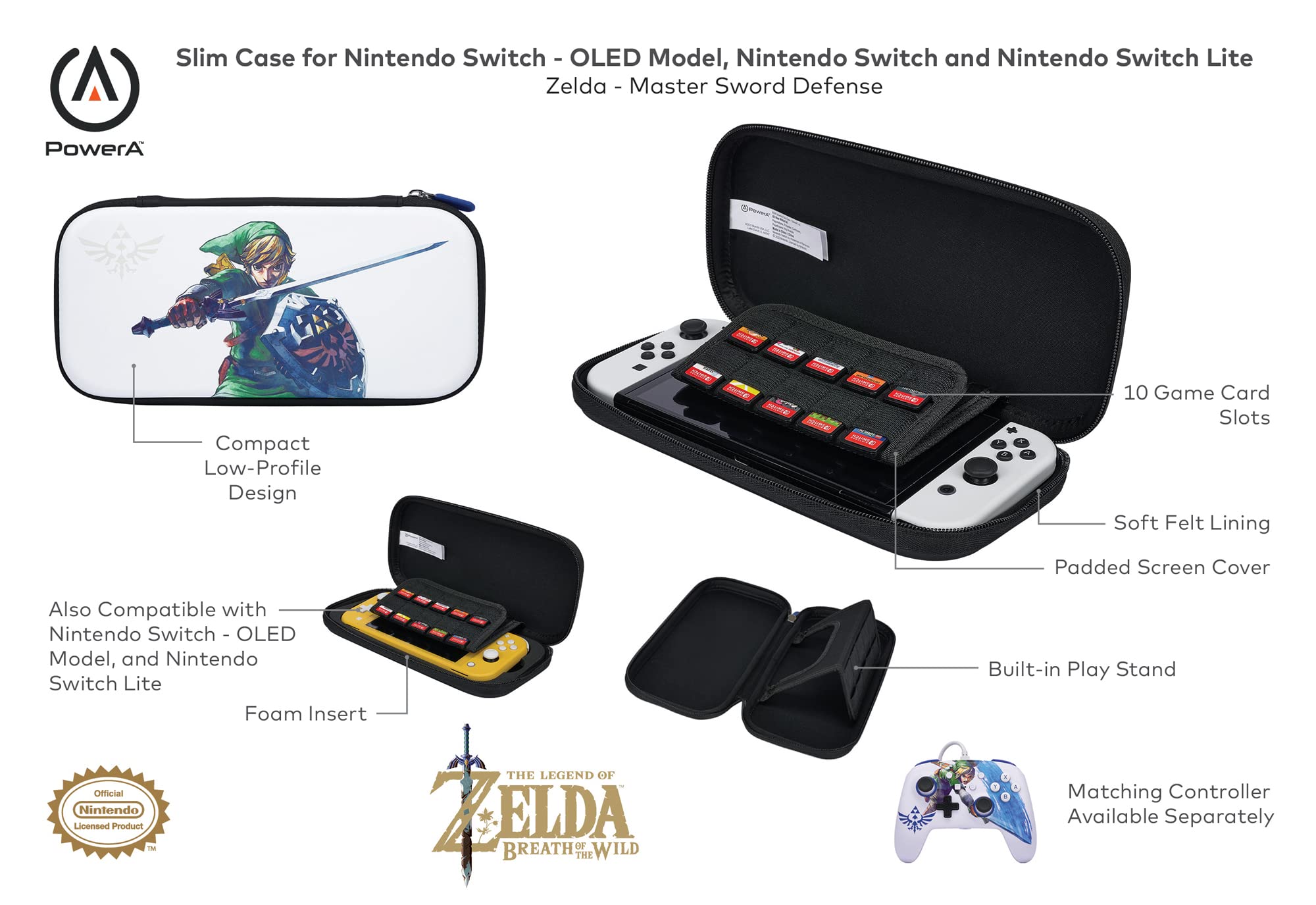 Fundas Y Almacenamiento Powera Estuche Delgado Master Sword Defense (- NINTENDO SWITCH - /Switch Lite/Switch OLED)