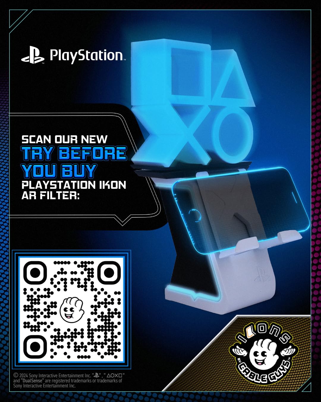 Cable Guys Ikon Charging Stand - Sony Playstation Controller & Phone Holder For Most Controllers & Phones