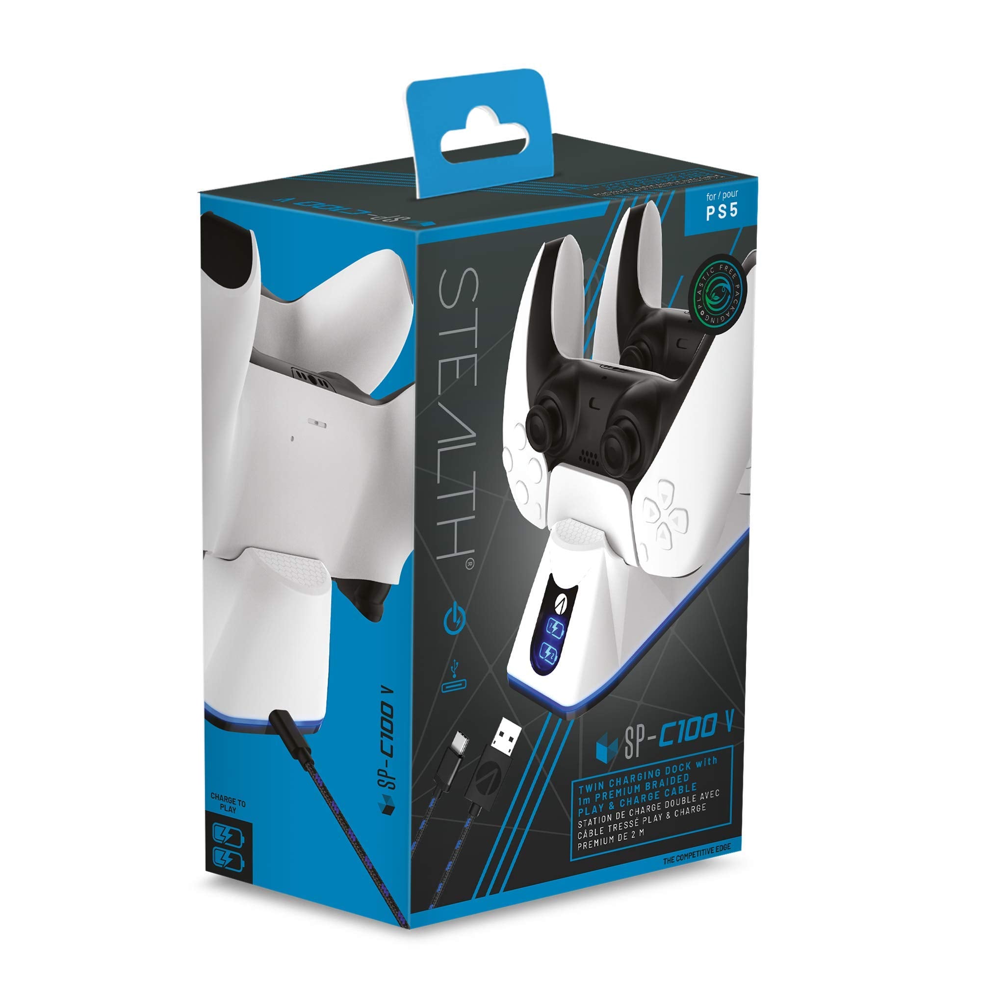 Station de chargement double Stealth SP-C100 V avec câble de jeu et de chargement pour PS5 - Blanc