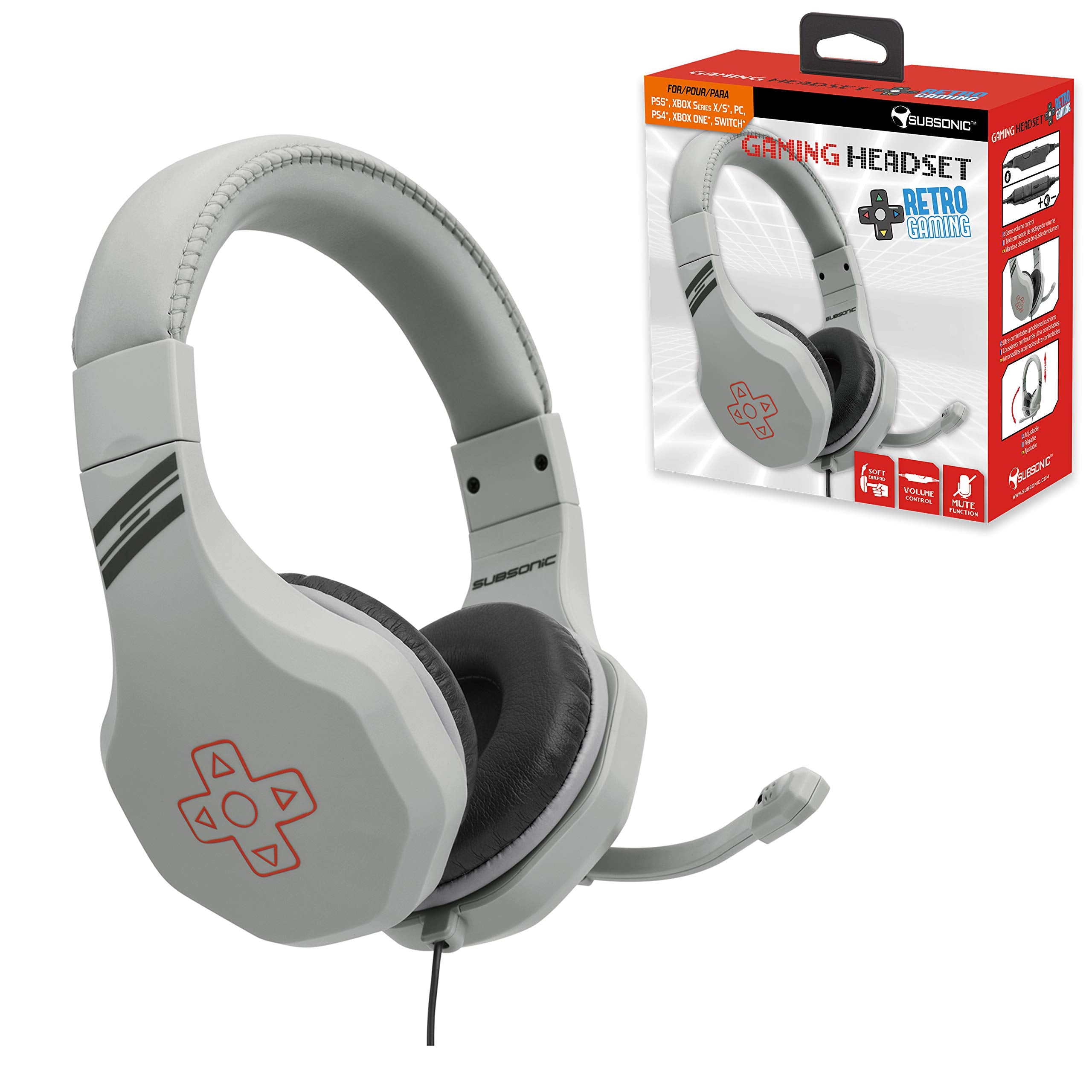 Subsonic Auriculares Gaming Para Juegos Con MicróFono Para Playstation 4 - PS4 - Slim / Pro - Xbox One - PC - Nintendo Switch - Accessorios edición Gamer Battle Royal con extensión Switch