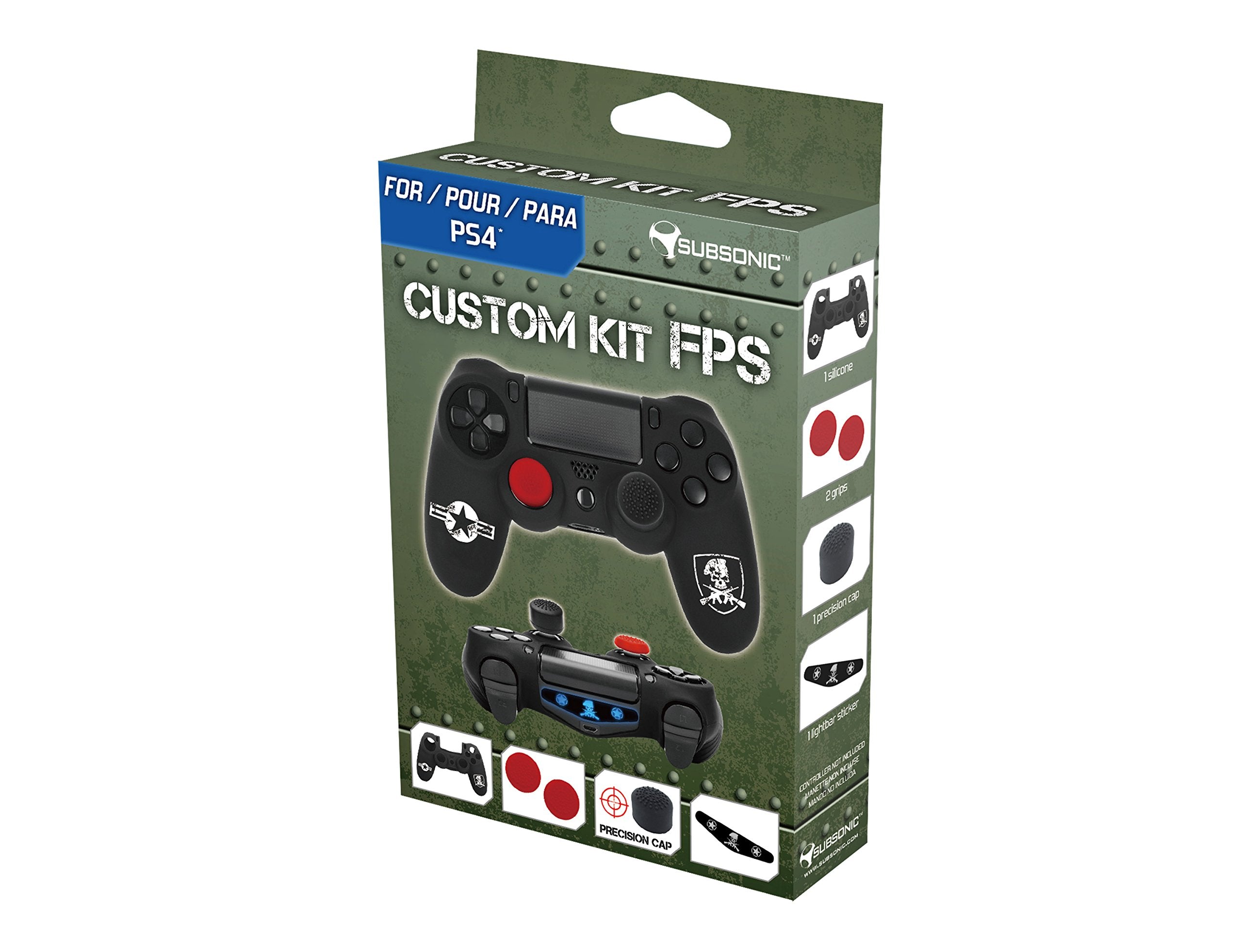 Subsonic - Kit De CustomizacióN Para Mando Playstation 4 - Funda De Silicona Para Mando PS4 - con grips para joysticks - CAMO/FPS