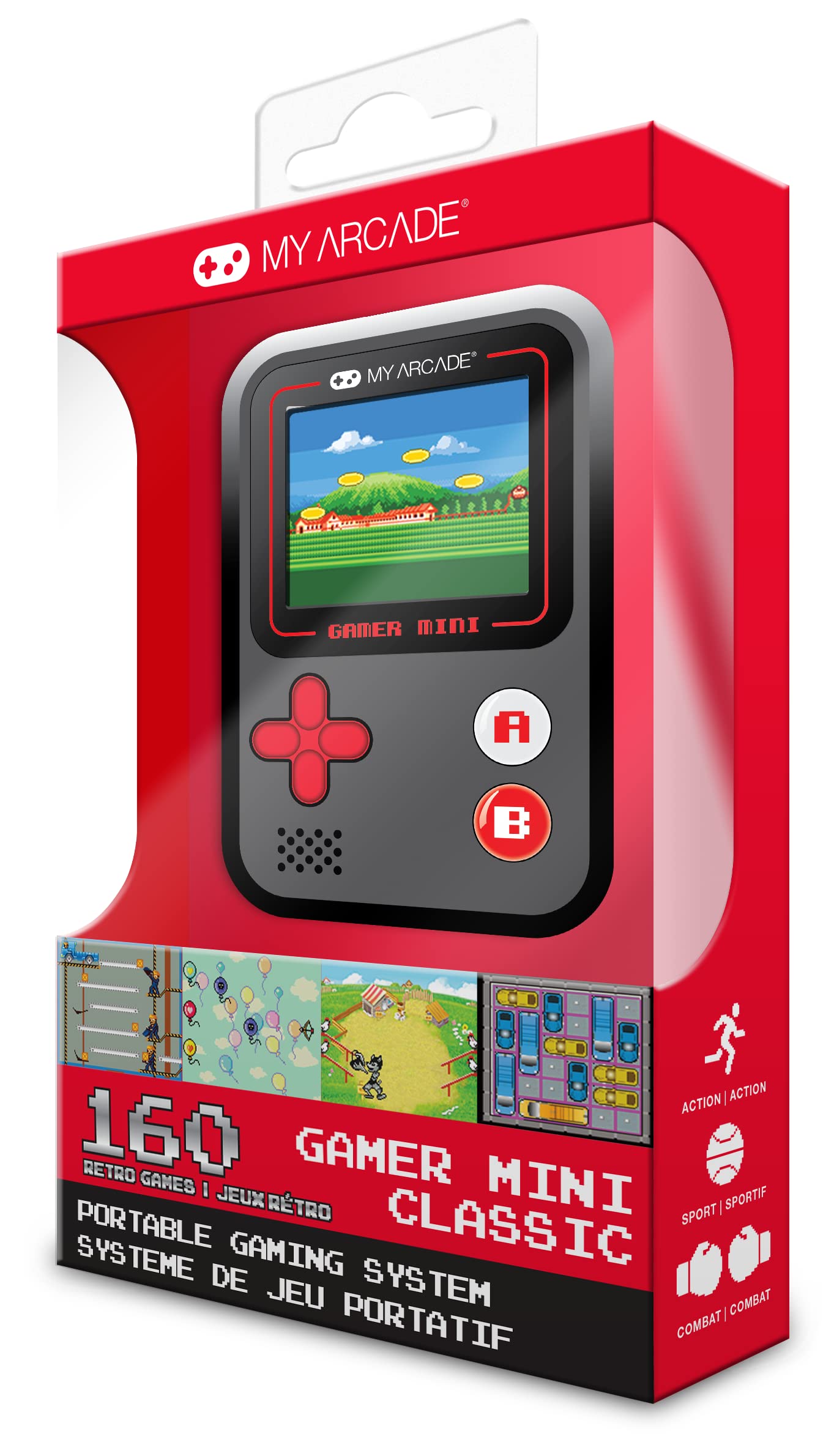 Gamer Mini Classic 160 En 1 Noir Gris Rouge