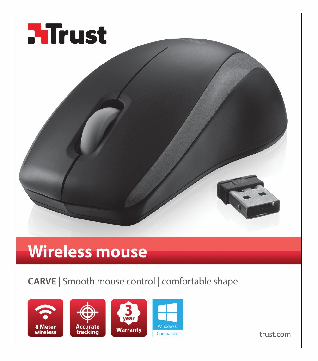 Trust Carve - RatóN InaláMbrico (óPtico), Negro [Modelo Antiguo]