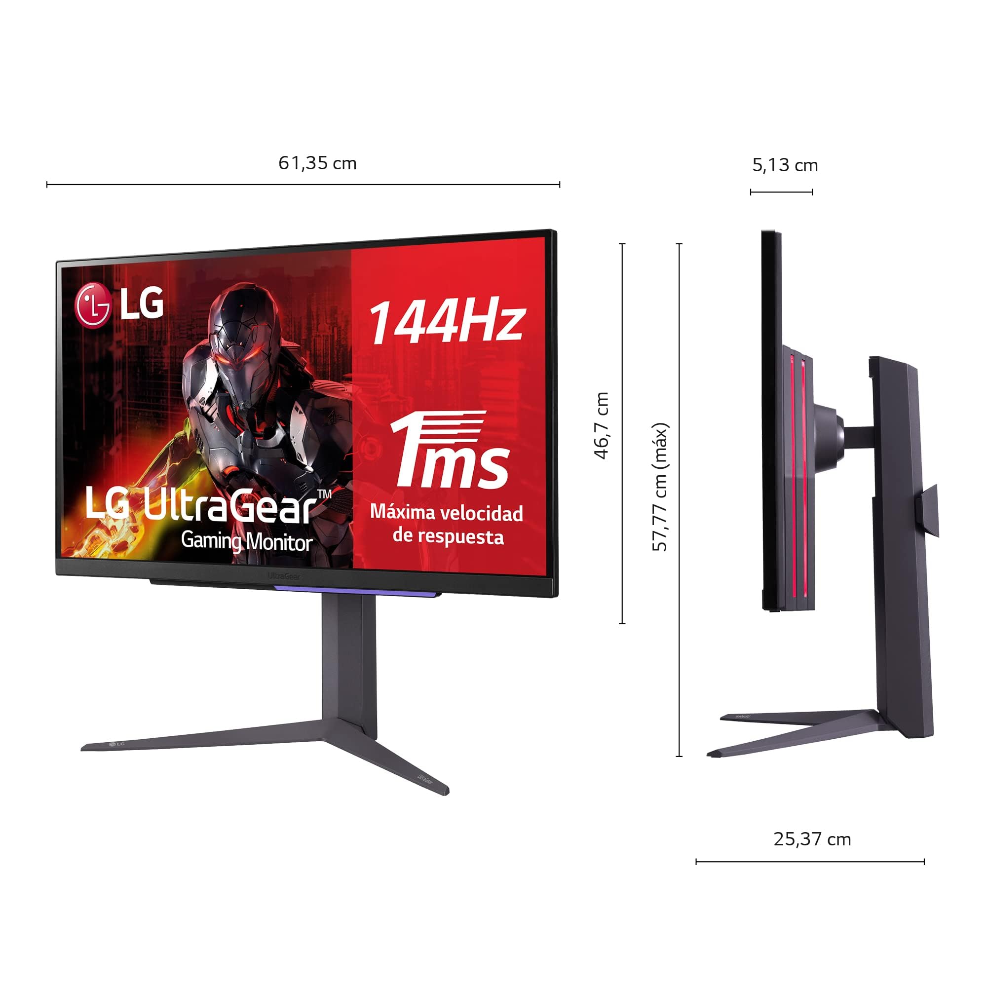 Monitor Gaming LG UltraGear 27GR93U-B 27'/ 4K/ 1ms/ 144Hz/ IPS/ Regulable en altura/ Negro