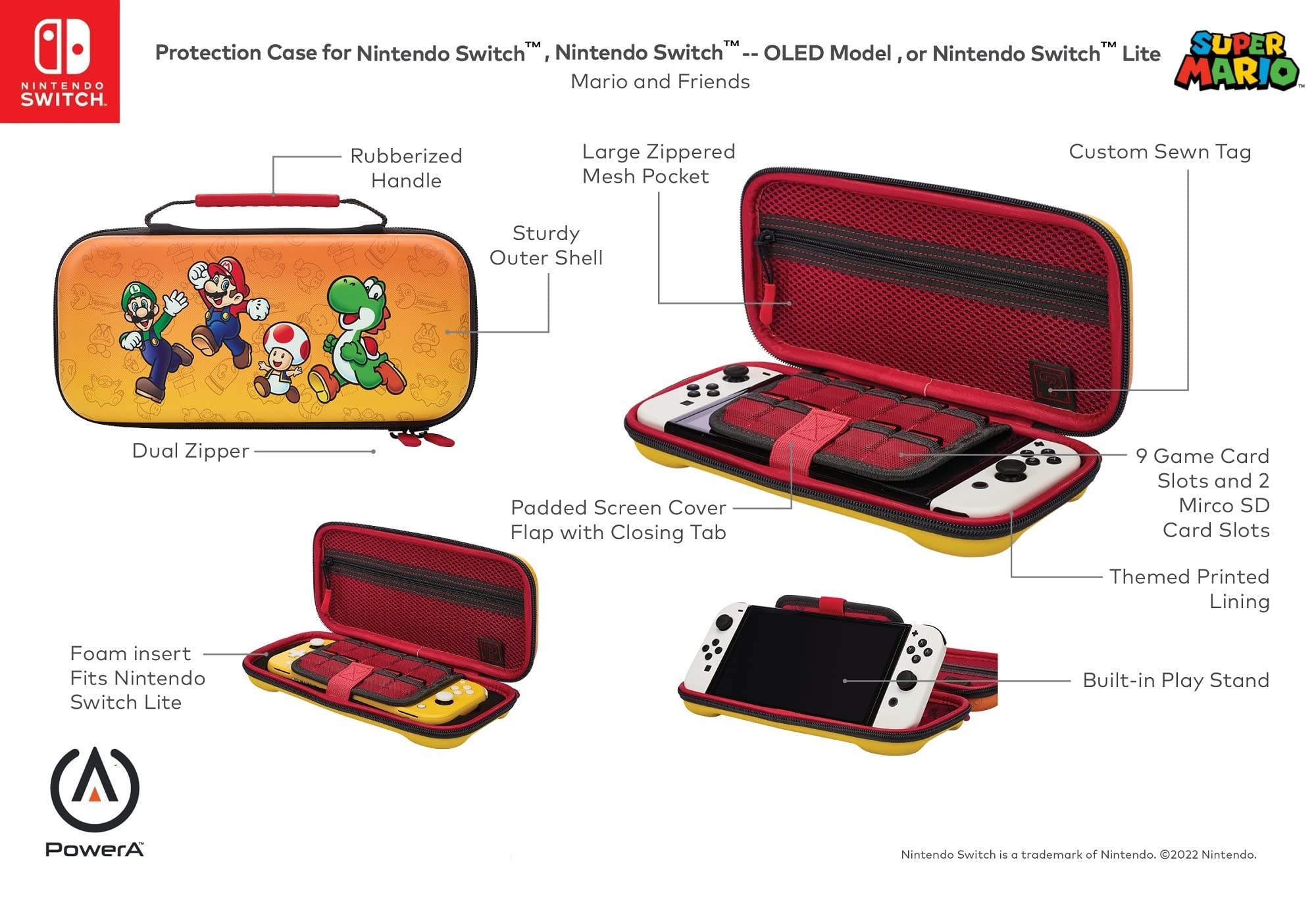 Funda Powera Carcasa De ProteccióN Mario And Frien DS - (Nintendo Switch OLED/Switch/Switch Lite)