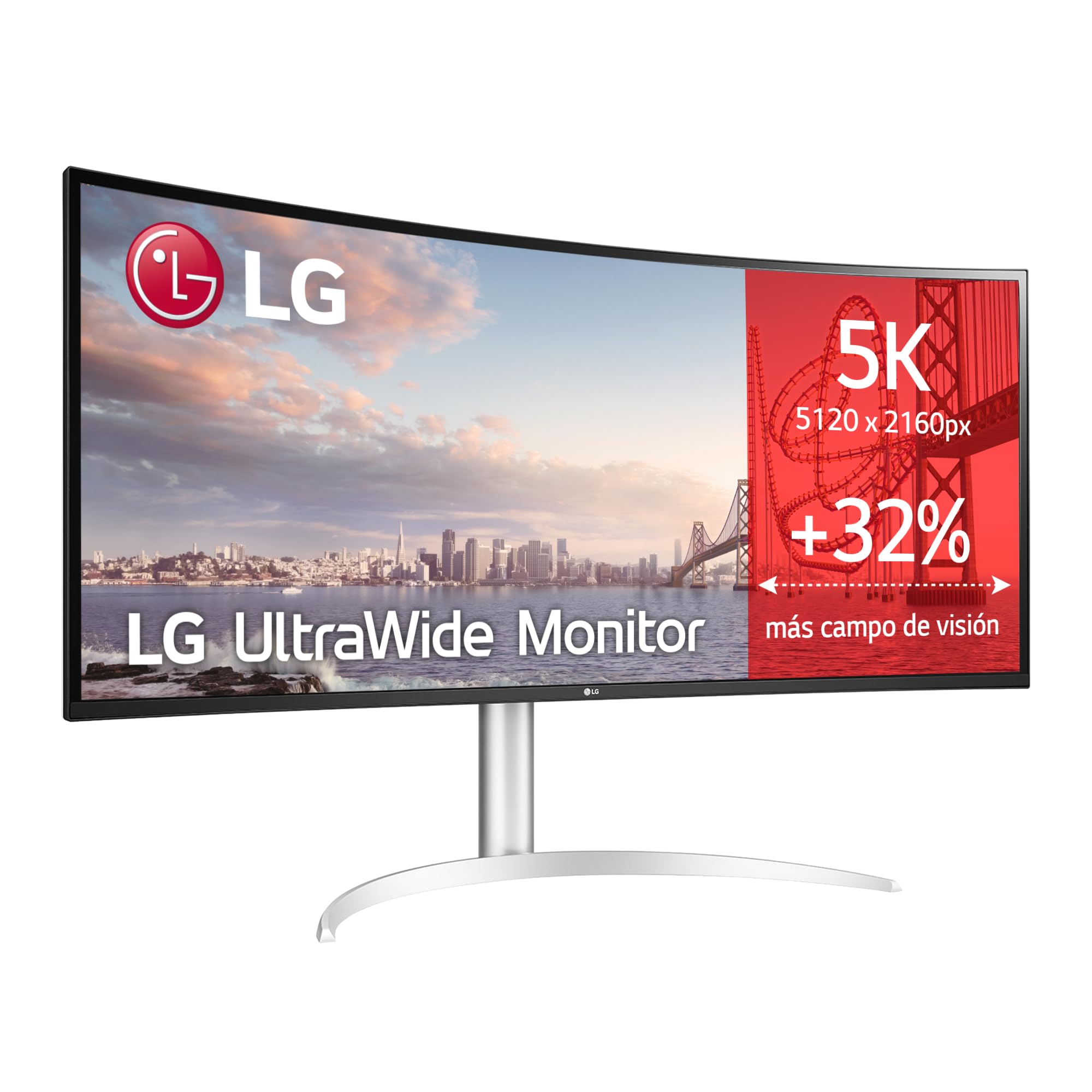 Monitor Profesional Ultrapanorámico Curvo LG 40WP95CP-W 39.7'/ 5K2K/ Multimedia/ Regulable en altura/ Plata